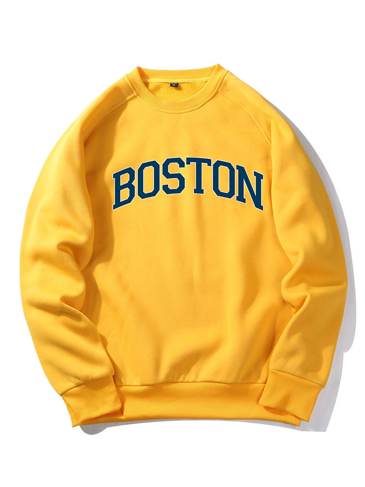 Sweat-shirt à manches raglan imprimé Boston Letter Print