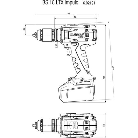 Metabo – Perceuse-visseuse sans fil 18V – Moteur 4 pôles – Couple 110Nm – Ø perçage bois 65mm – Livrée avec mandrin à serrage rapide — vue 2