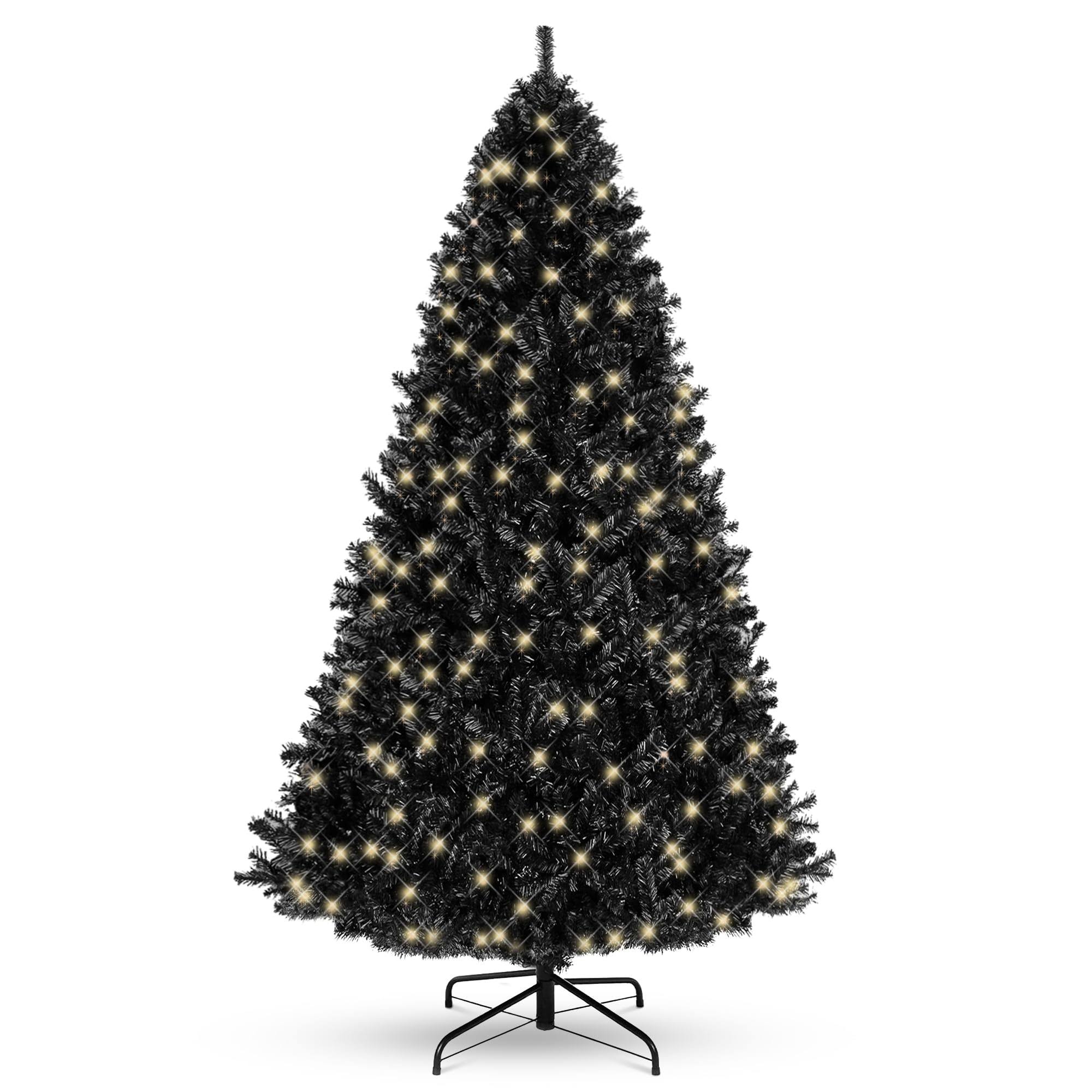 Best Choice Products 4.5ft Pre-Lit Black Christmas Tree, Artificial Holiday Decoration w/ 362 Branch Tips, 175 Lights