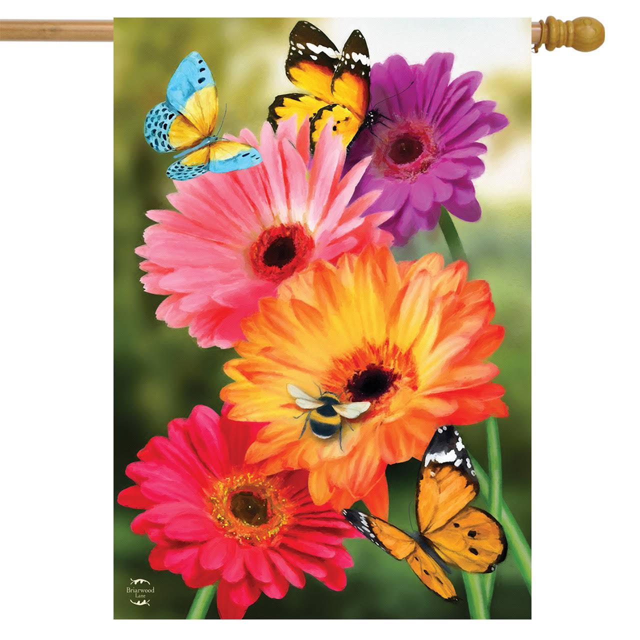 Garden Gerber Daisies Spring House Flag Butterflies Floral 28