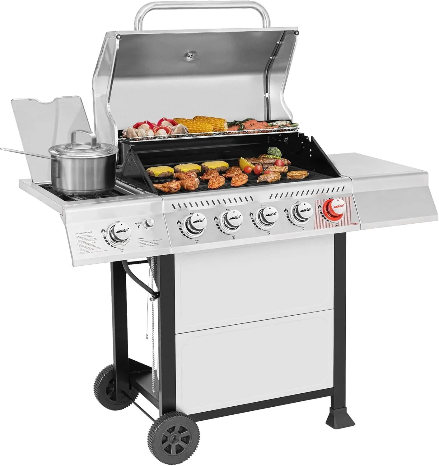 Barbecue à gaz propane Royal Gourmet GA5401T à 5 brûleurs avec brûleur de saisie et brûleur latéral en acier inoxydable