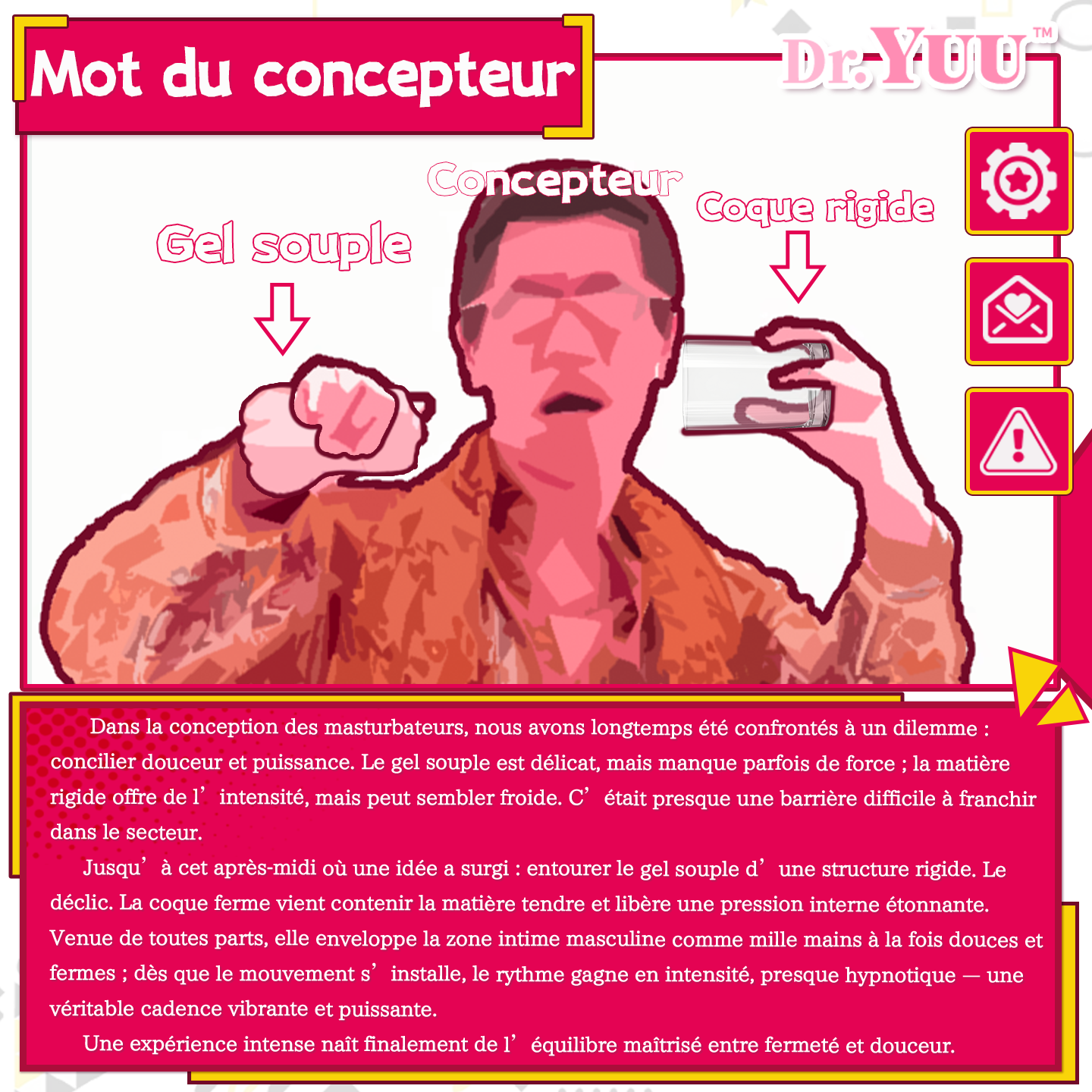 Onahole vibrant Dr.YUU avec charge magnétique et commande supérieure