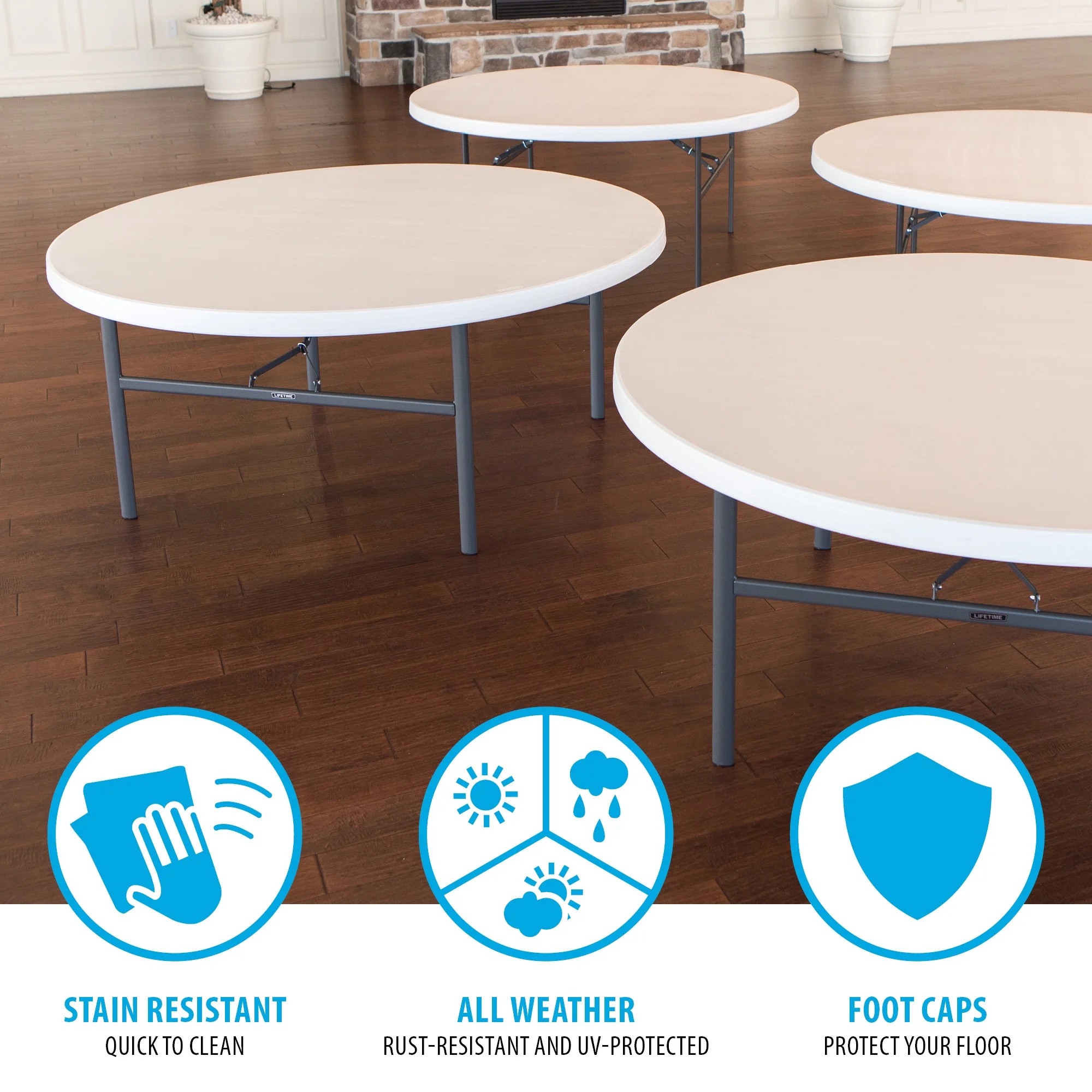 72-Inch Round Table. White Granite 12 Pk (Commercial) 82673 - Image 6