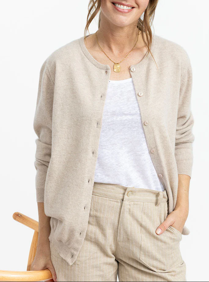Cardigan femme en cachemire beige