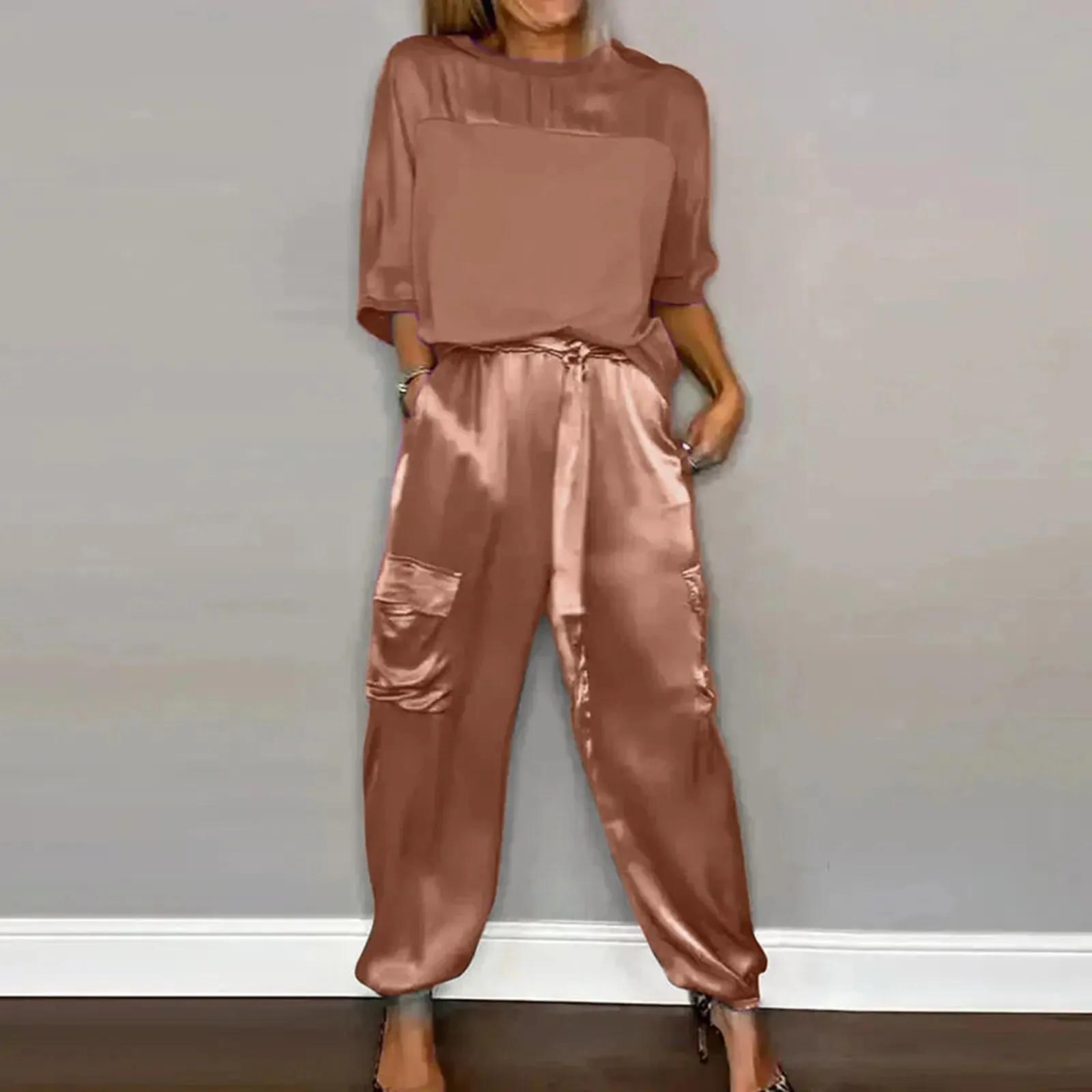 Sophie Paris I Satin Ensemble lounge deux pièces