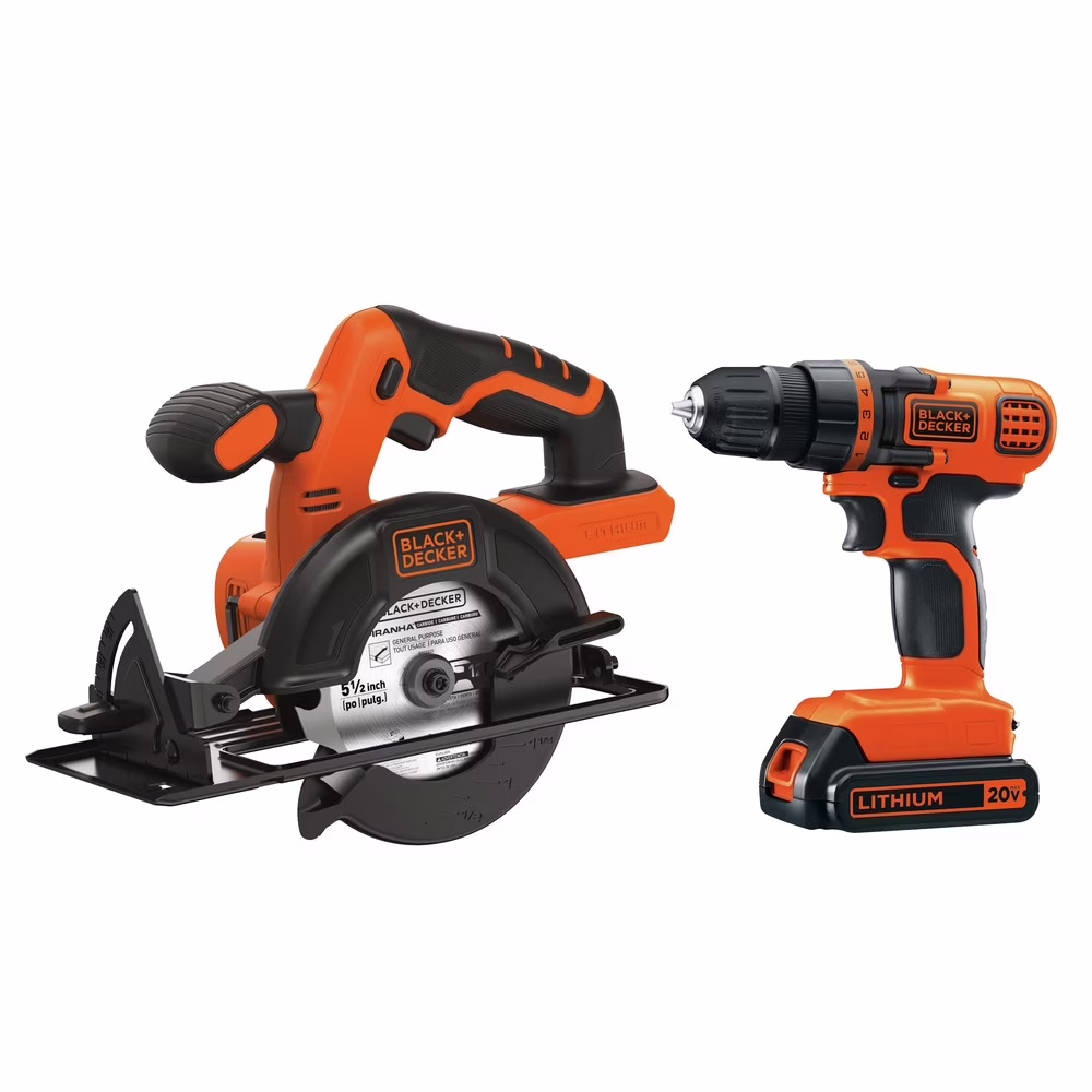 BLACK+DECKER 20-Volt MAX* Lithium-Ion Drill-Driver + Circular Saw Combo Kit, BD2KITCDDCS