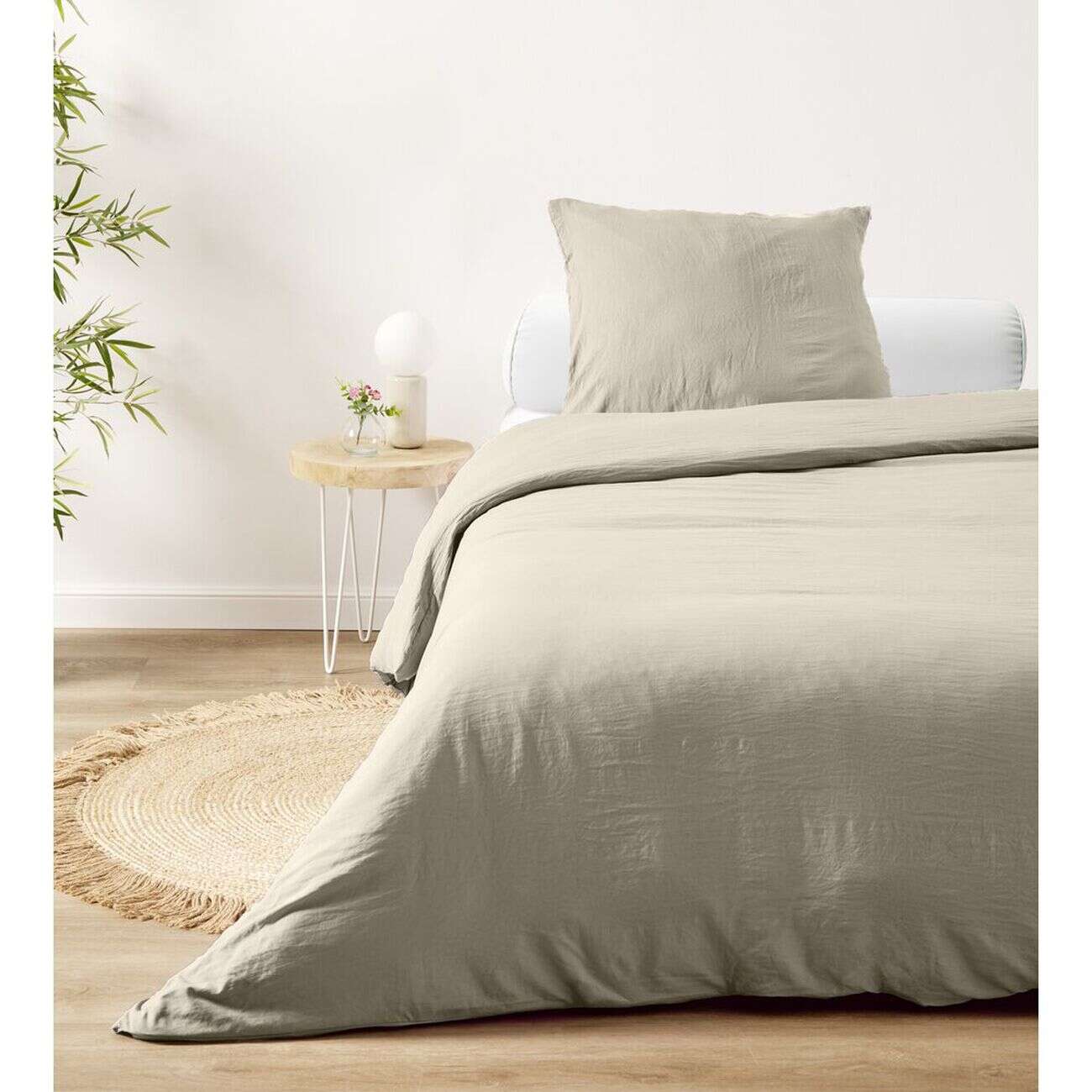 Parure de lit 1 personne 140x200cm microlavée unie (3 modèles)