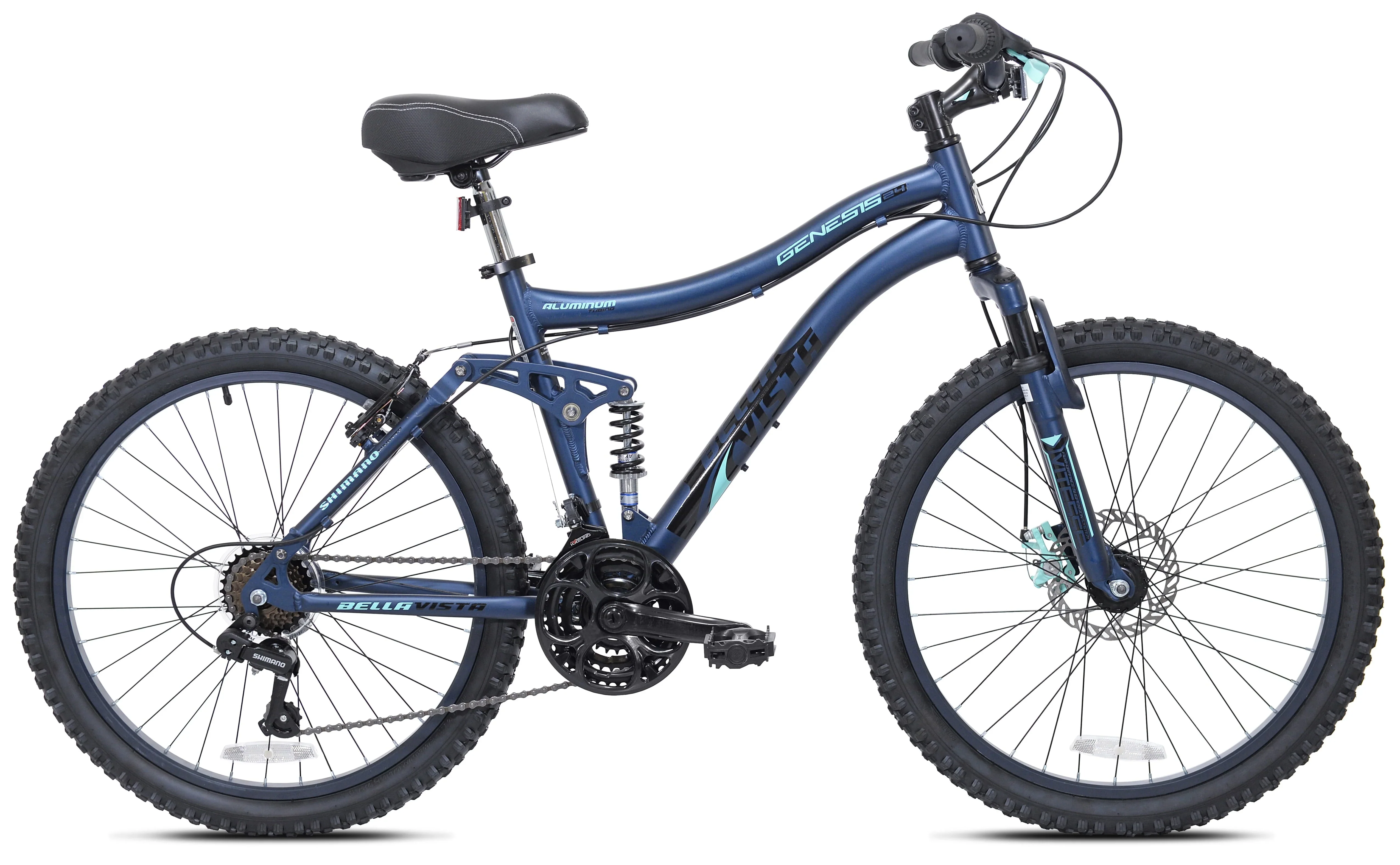 Genesis 24 Bella Vista Girl's Full Suspension Tween/Teen Mountain Bike, Blue
