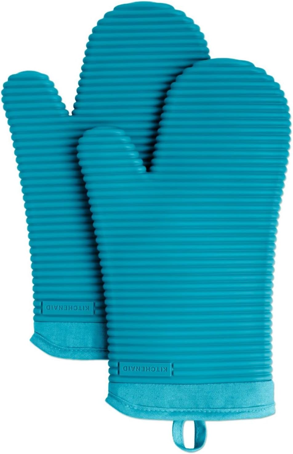 KITCHENAID Ribbed Soft Silicone Oven Mitt 2-Pack Set, 7.5