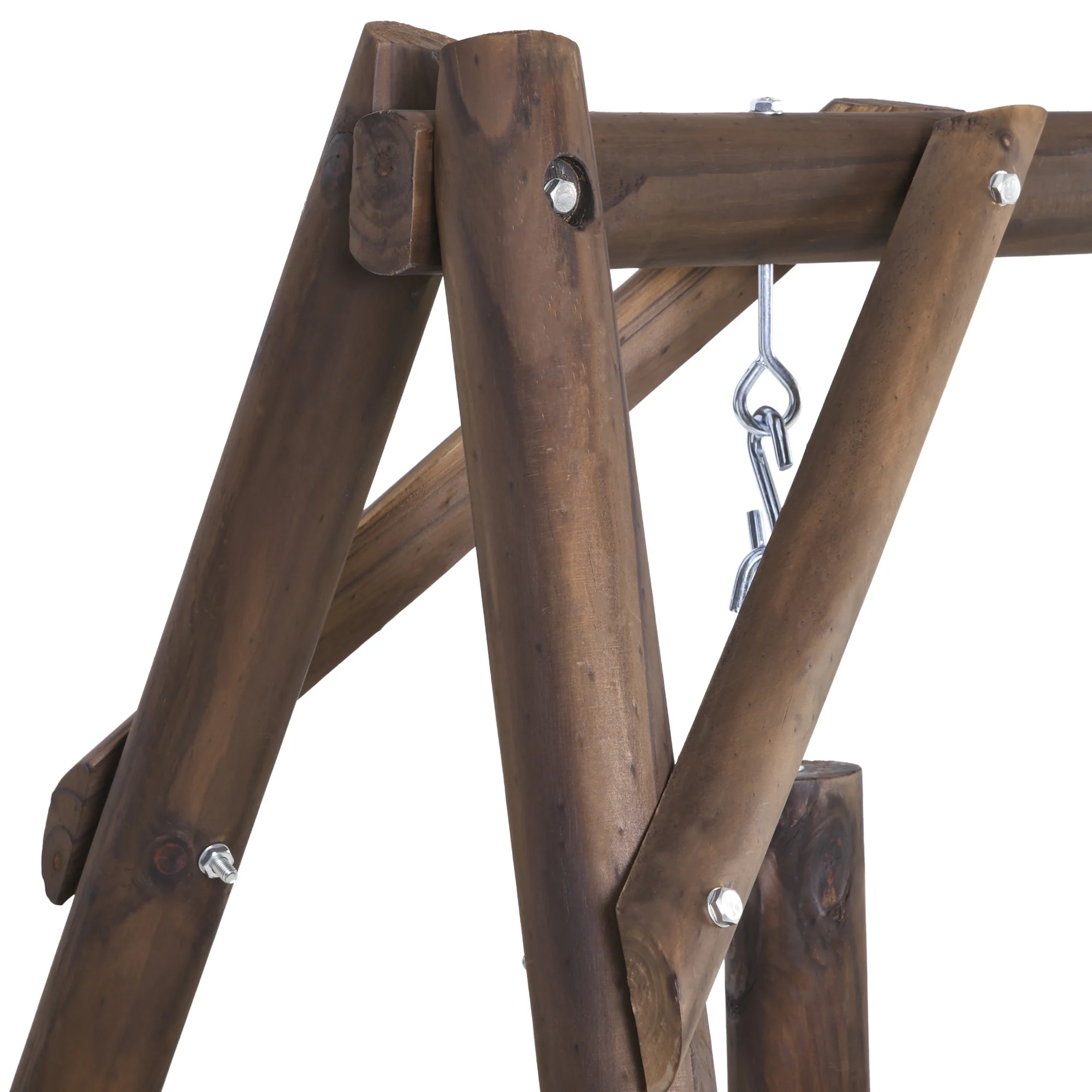 Wooden Swing Bench, Garden Swing Chair, Brown(Carbonized) - Image 10