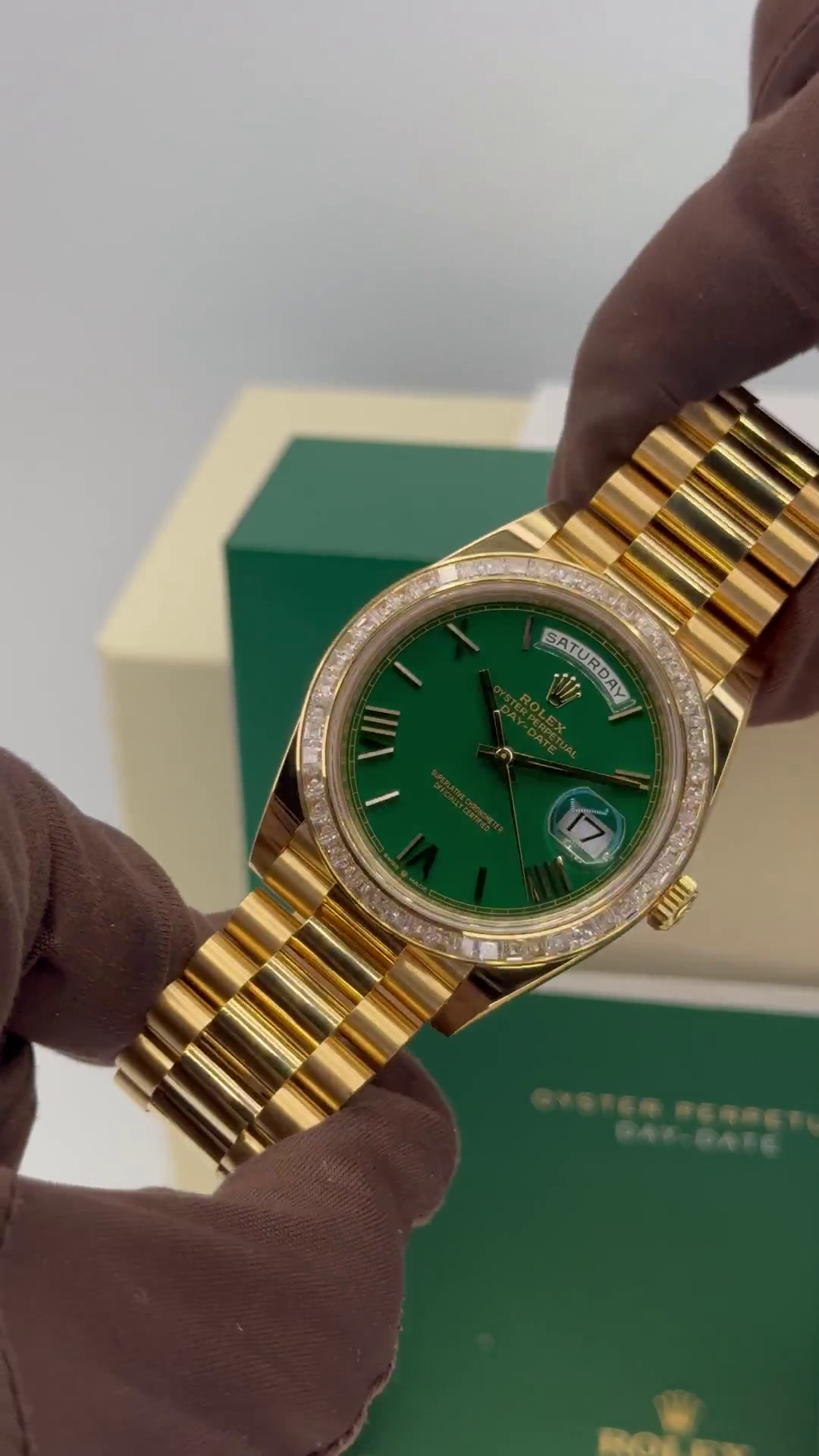 [Super Clone]RLX Day-Date 40mm 228398TBR-0039 Green Dial President Watch