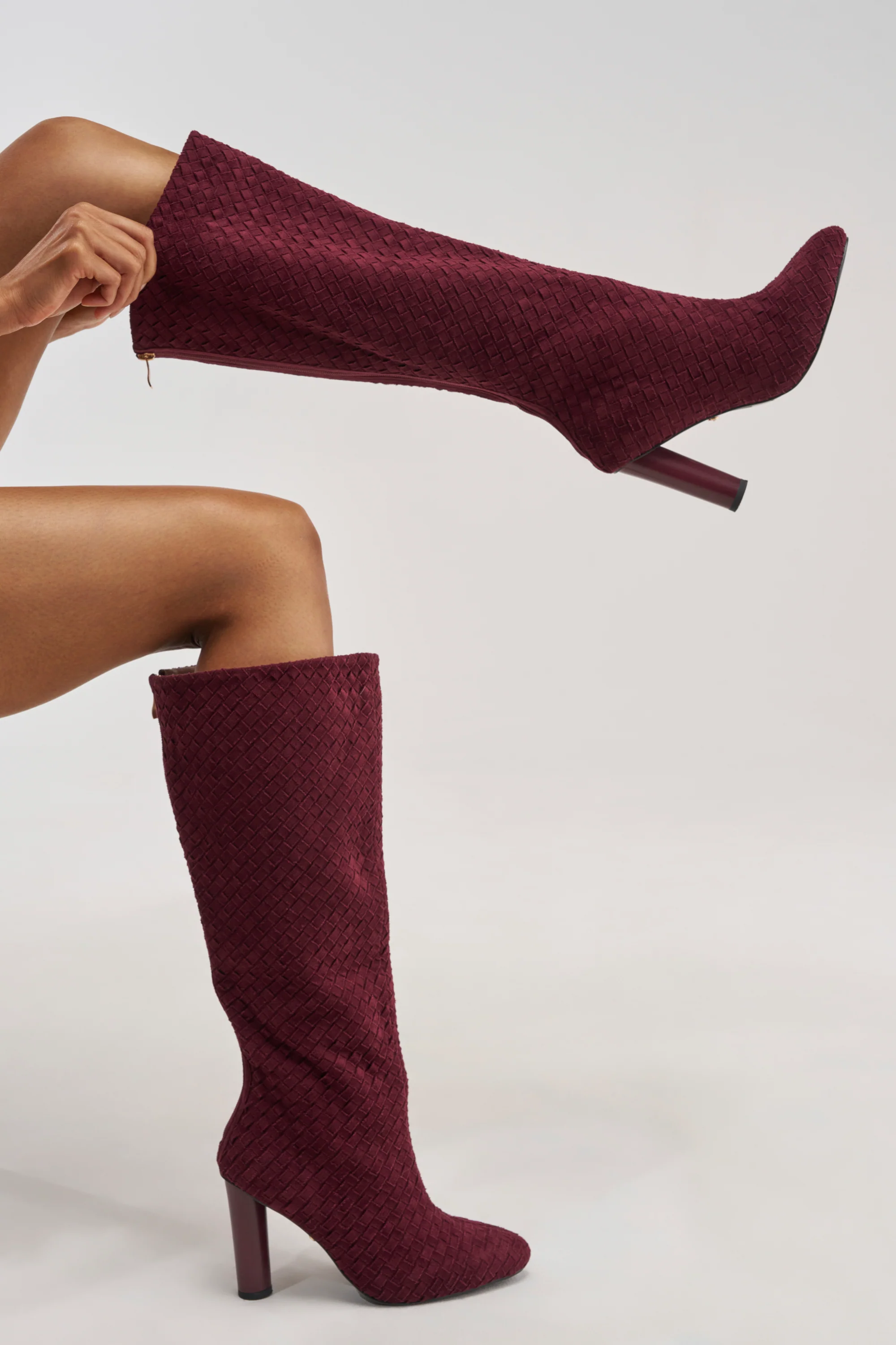 AZALEA WANG JUDY PLUM WOVEN FAUX SUEDE BOOT - Akira Store