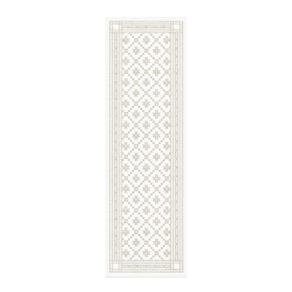 Åttebladrose løper 35x110 cm beige