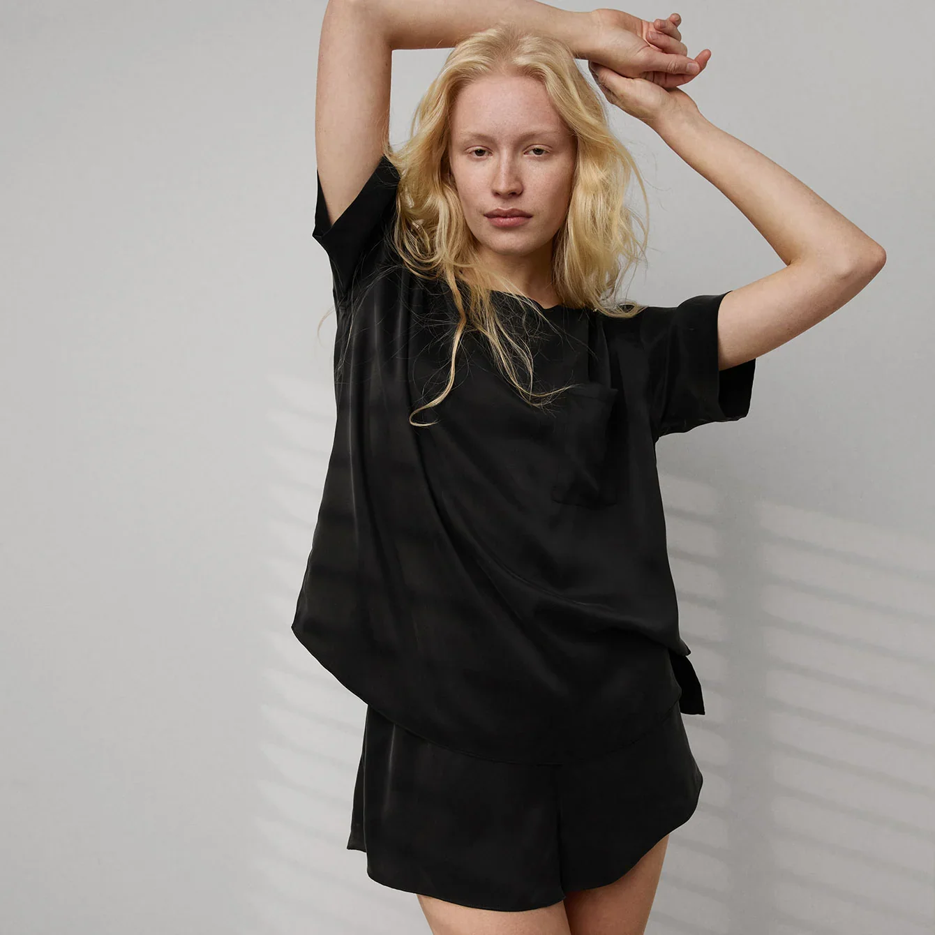 Washable Silk Tee Short Set
