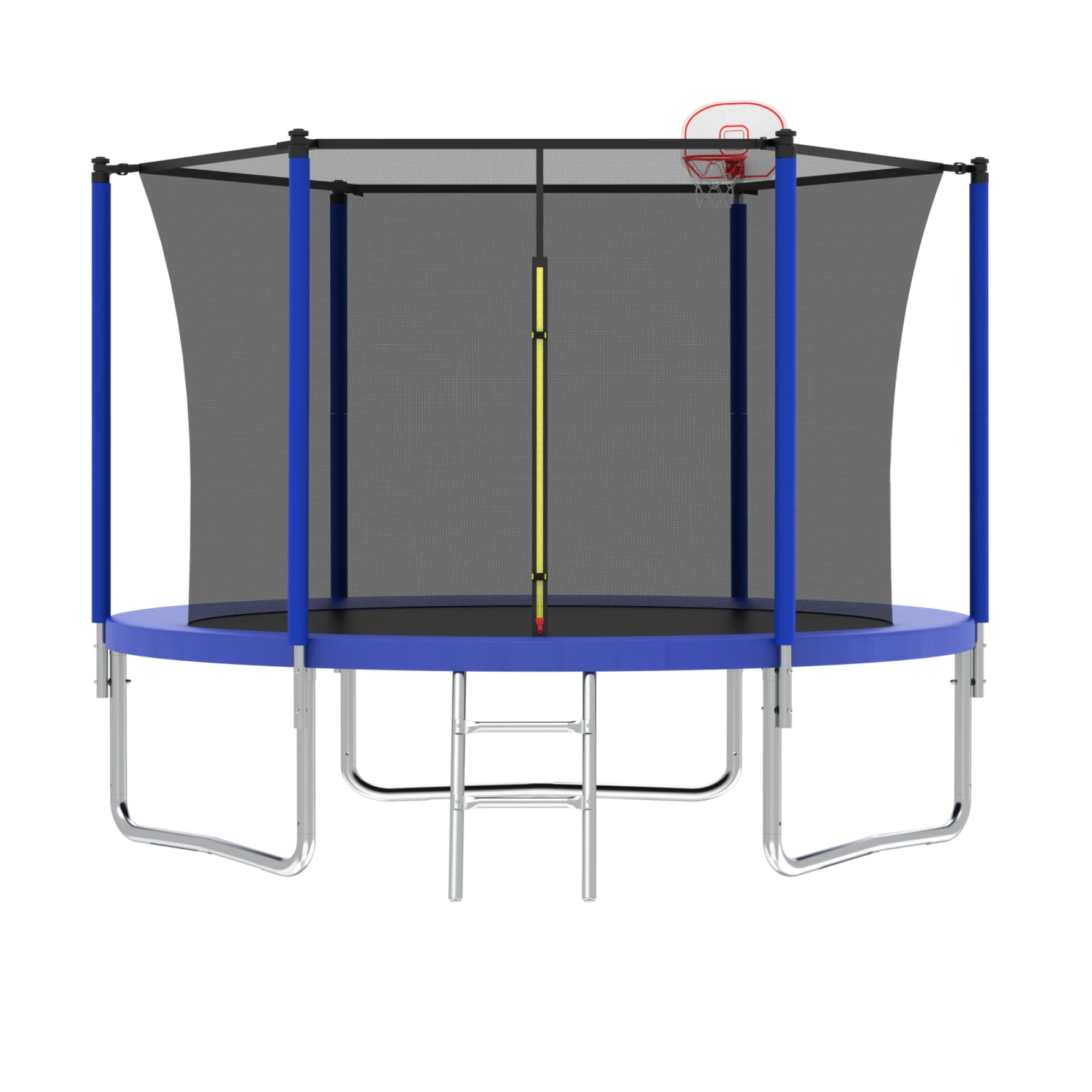 8FT Trampoline for Kids,Outdoor Trampoline with Basketball Hoop,Heavy Duty Trampoline with Safety Enclosure Net,Blue(Blue) Image 9