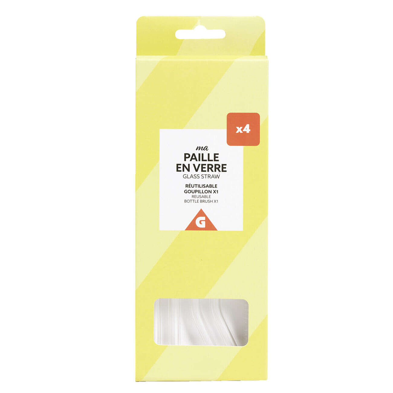 Set 4 pailles en verre avec écouvillon