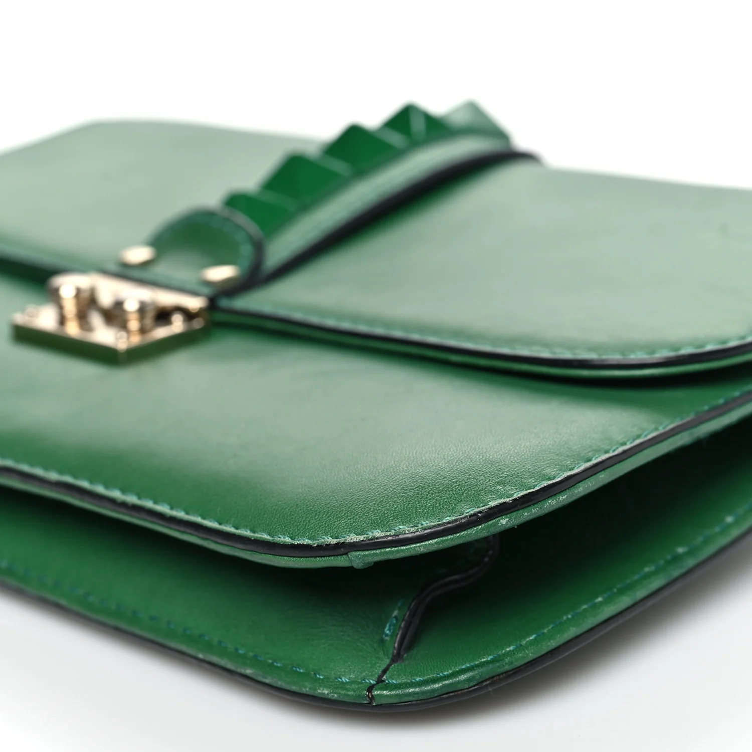 Vitello Medium Glam Lock Rockstud Flap Pop Green