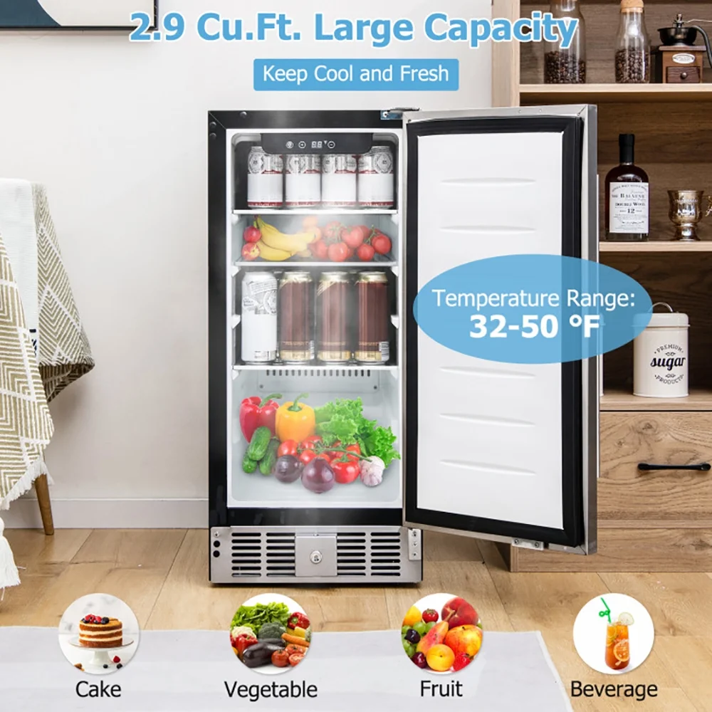 Compact Refrigerator with Adjustable Thermostat and Stainless Steel Door-Silver, Compact Refrigerator Mini Fridge for Dorm/Bedroom/Office/Apartment, Food Storage or Drink Beer - Image 10
