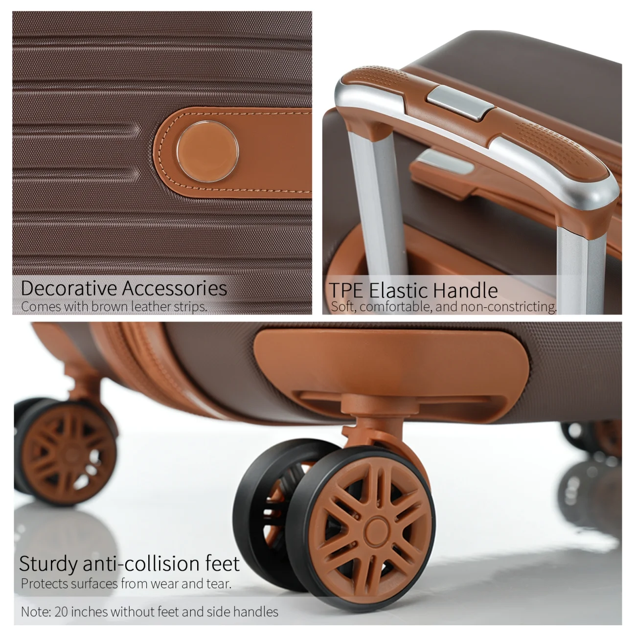 Luggage Sets,4 Piece Lightweight Suitcase Set with 4 Packing Cubes and TSA Lock, Hardshell Suitcases with Spinner Wheels, (16/20/24/28 ),Brown(Brown) Image 10