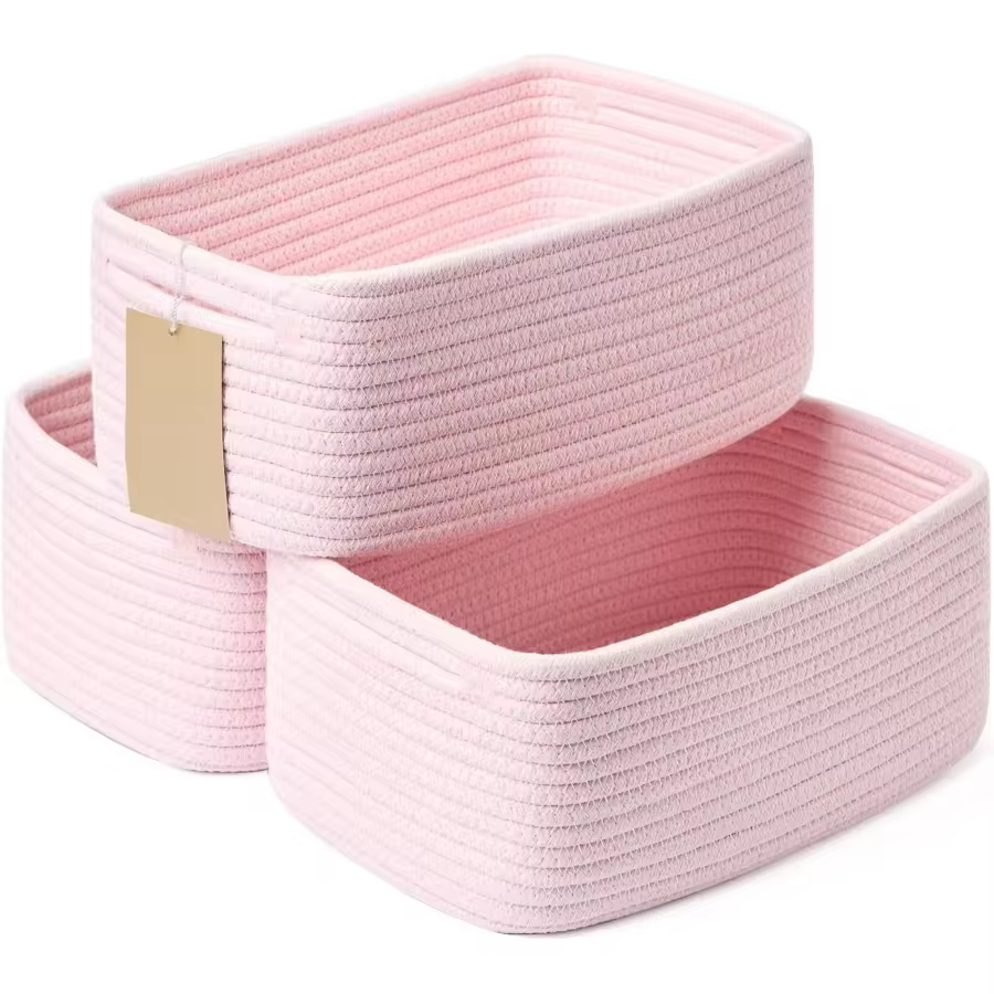 Allways Plaza Small Storage Baskets For Organizing Closet Organizer Bins Shelf Toy Basket Woven Rope Baskets Cube Decorative Box Shallow Basket
