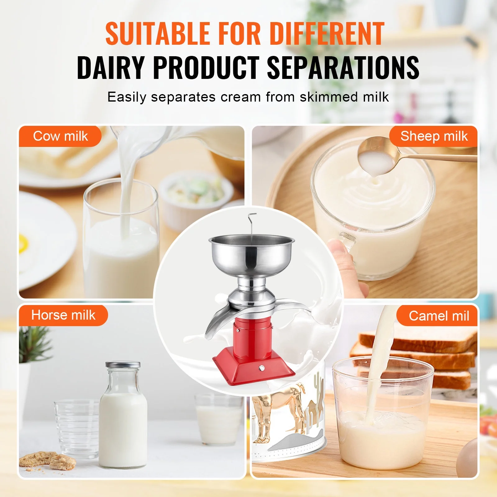 Dairy Cream Spin Separator, Constructed from 304 Stainless Steel, Electrical Cream Dividers, 100L/H Production 10500RPM Bovine Milk Separator, 30W Bovine Cream Separator, Milk Clarifier Image 5