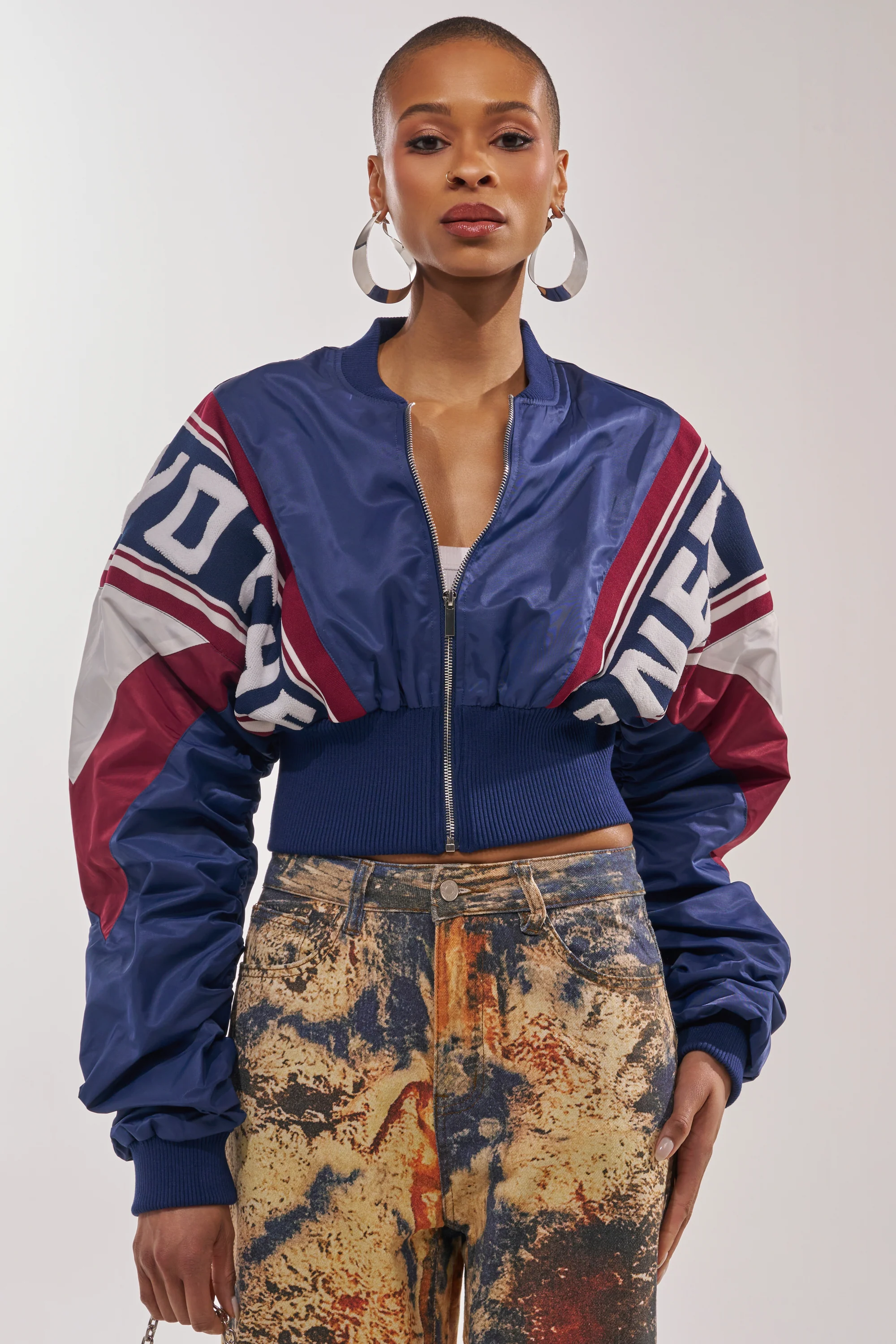 PHOENIX MIXED MEDIA BOMBER IN NAVY - Akira Store