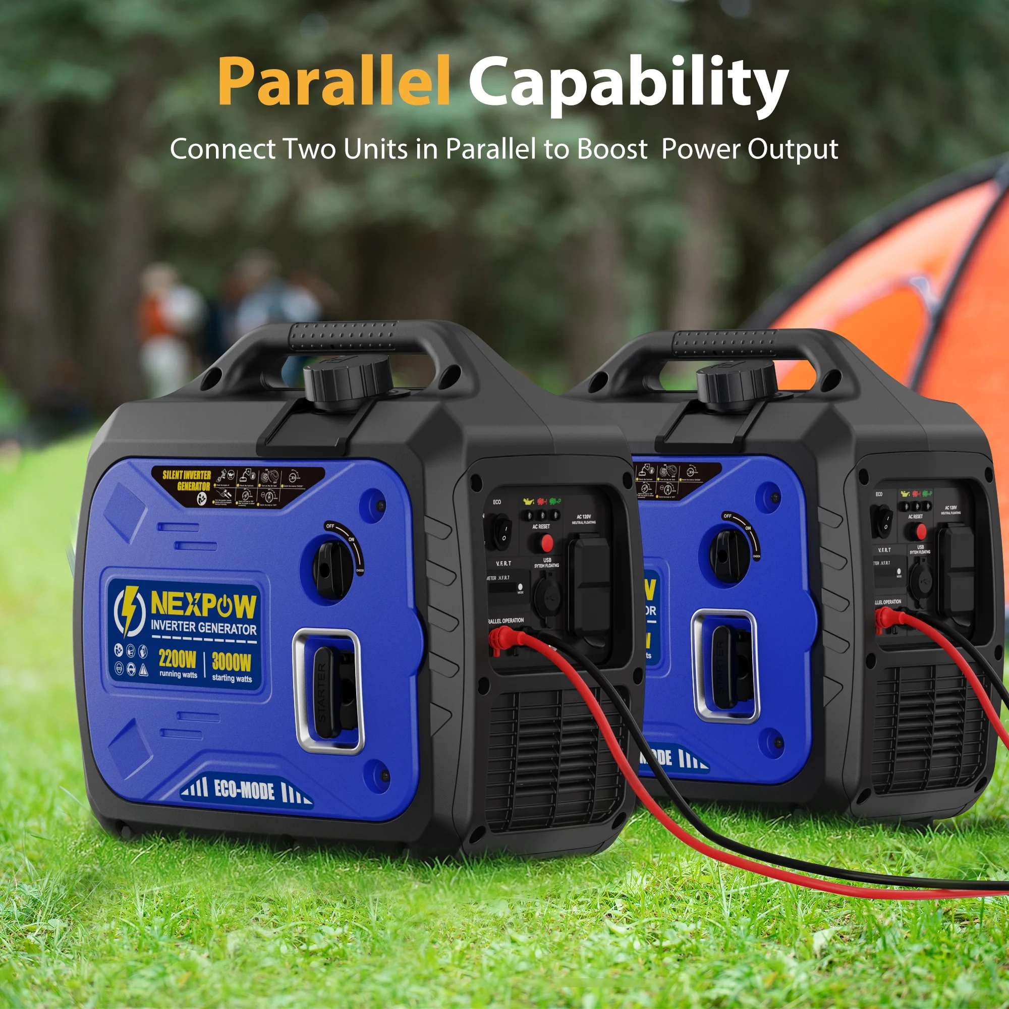 3000W Portable Inverter Generator, Gasoline Power Lightweight for Backup Home Camping, Eco-Mode Feature, Parallel Capability, Overload Protection(3000 W) - Image 8