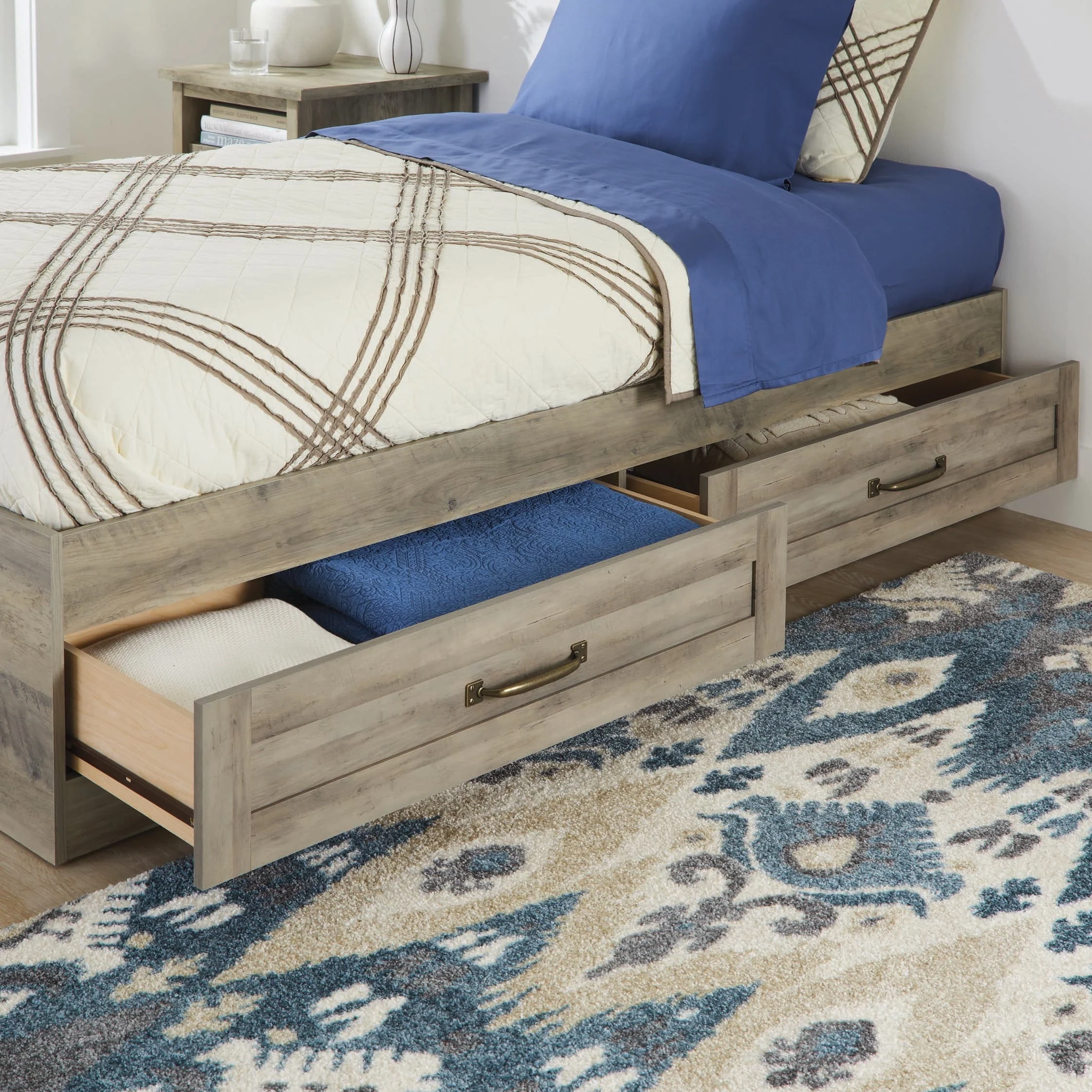 Better Homes & Gardens Modern Farmhouse Platform 2 - Drawer Storage Bed, Twin, Rustic Gray
