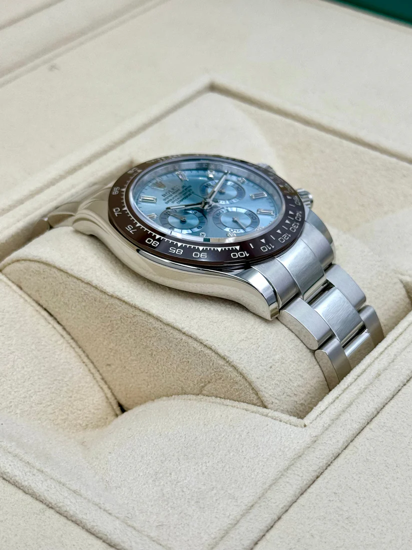 [Super Clone]Rolex Daytona 40mm Platinum Ice Blue Diamond Baguette Dial  m116506