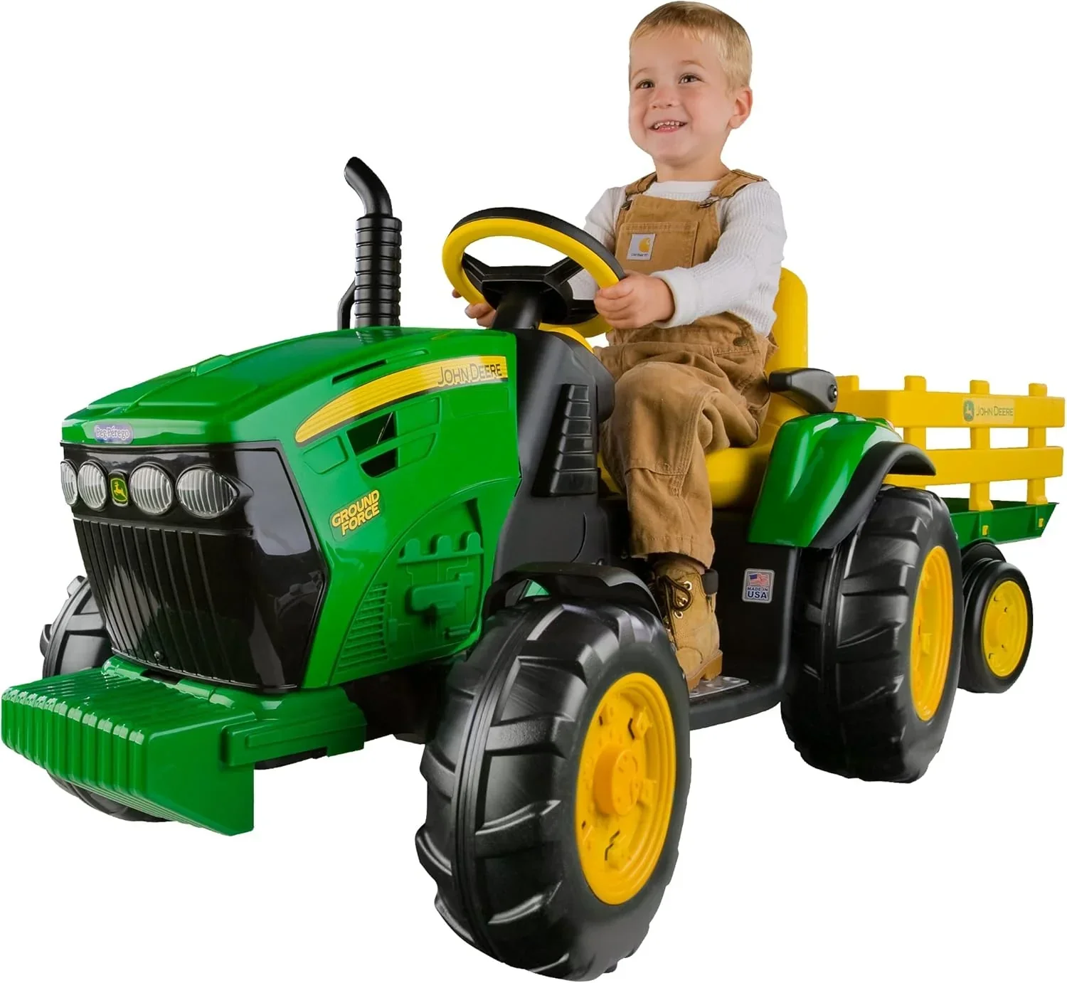 Tracteur électrique Peg Perego John Deere Ground Force avec remorque, 12 volts.