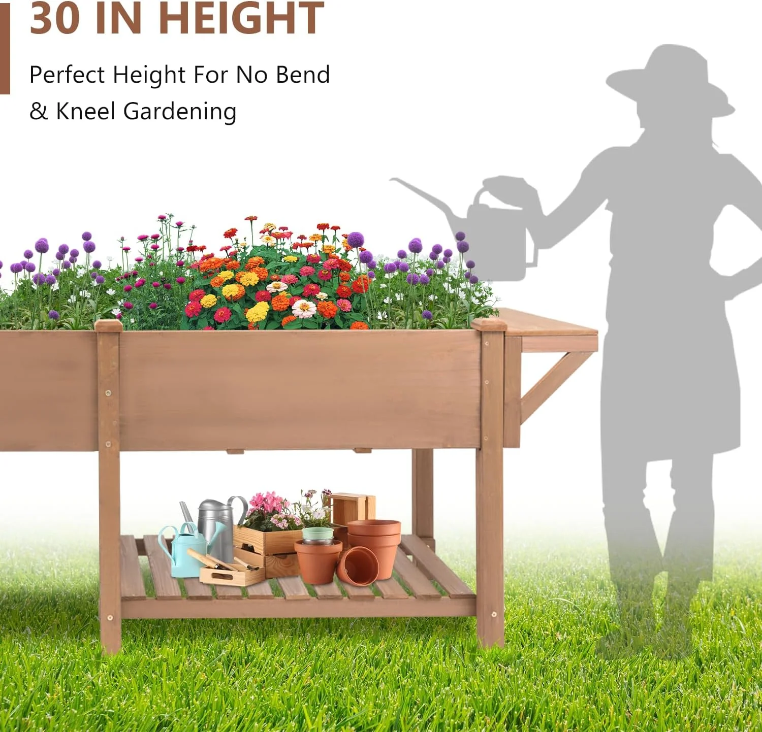 Large Raised Garden Bed Outdoor Wooden Planter Box with Legs for Gardening(2 tables) - Image 9