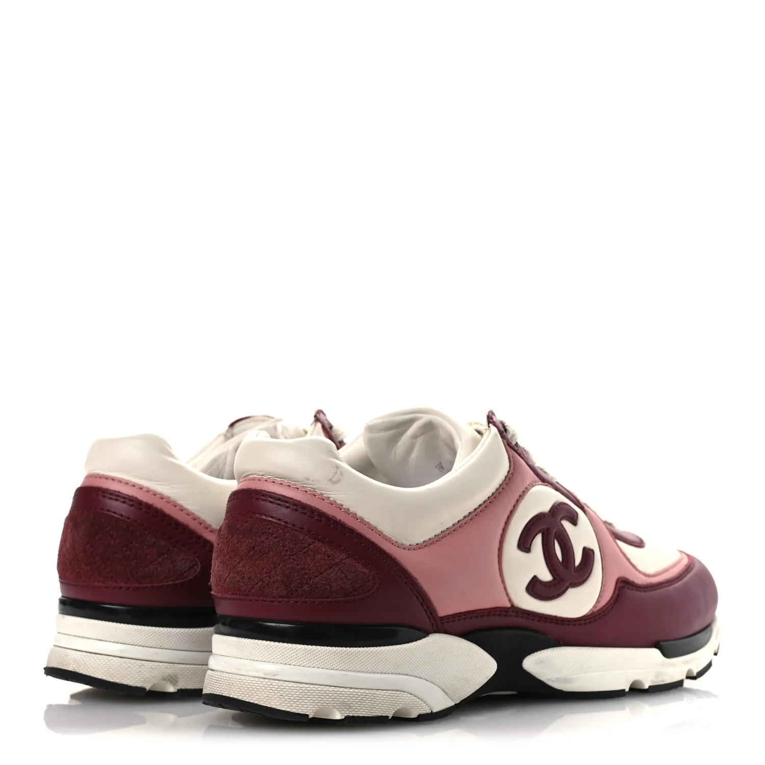 Calfskin CC Sneakers 38.5 Light Burgundy White Pink
