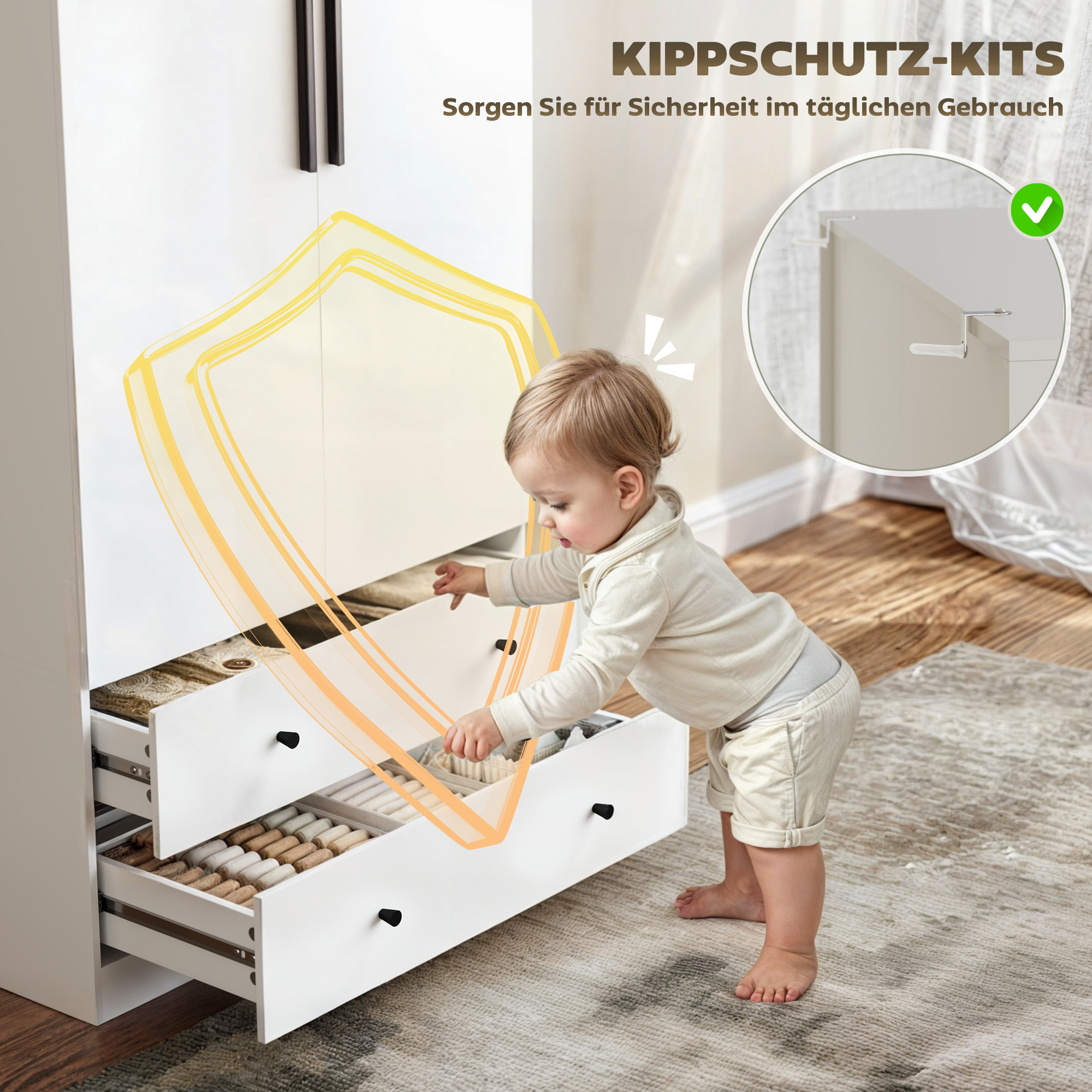 HOMCOM Garderobekast, 2-Deurs, Hangruimte, Kledingstang, 2 Laden, Spaanplaat, Wit