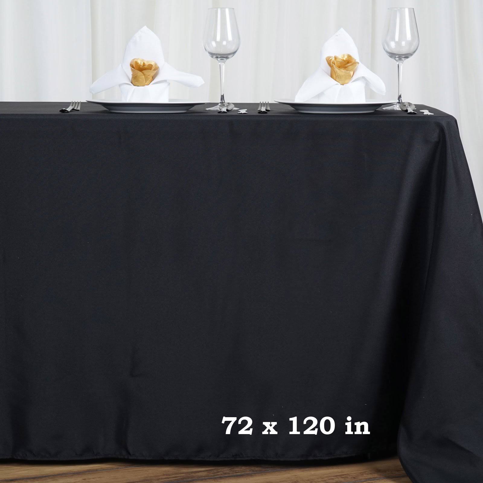 Tableclothsfactory Black 72X120 Polyester Rectangle Tablecloths.