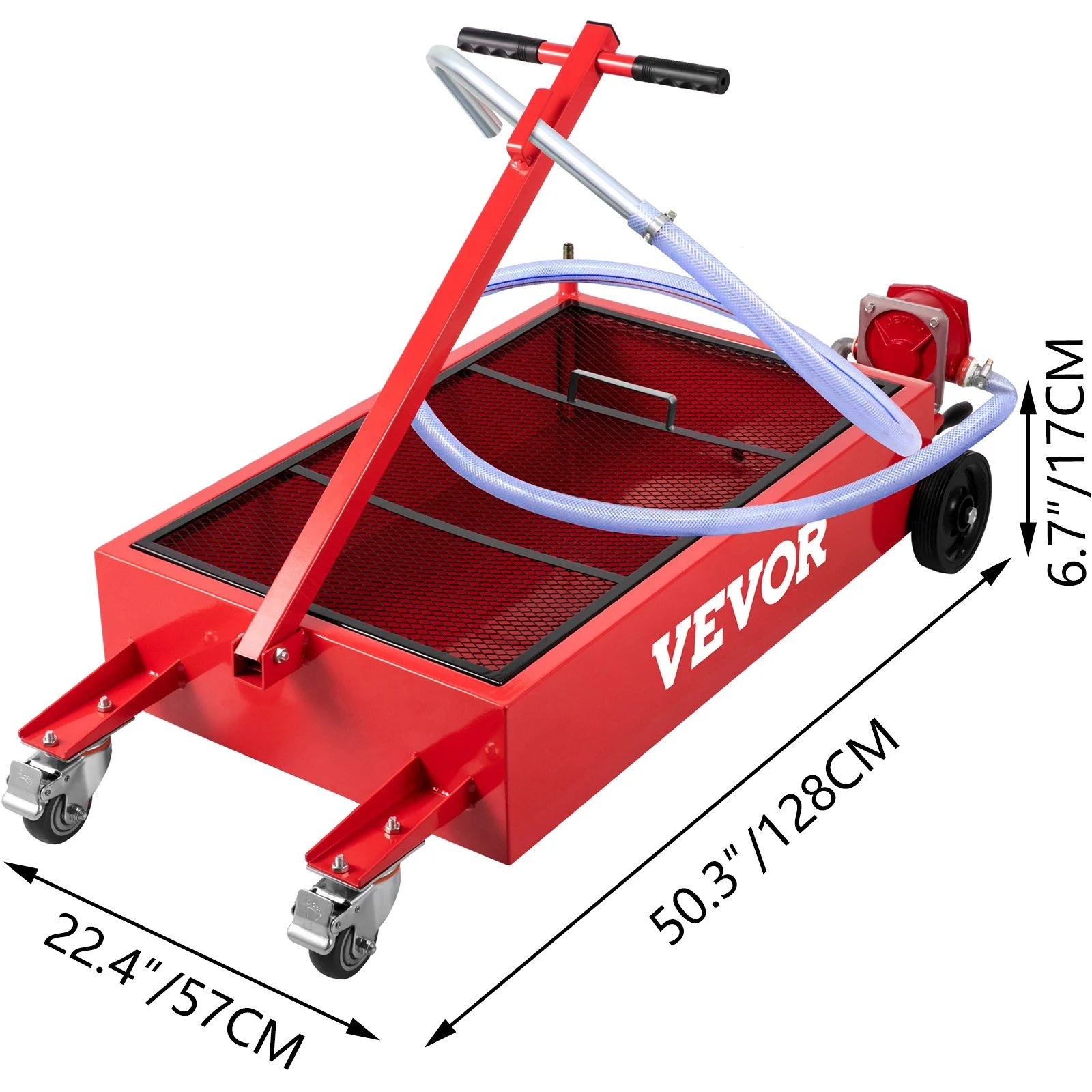 Large 20 Gallon Oil Drain Pan 76L Capacity, Includes Pump, Hose Swivel Wheels, Low Profile Oil Change Tank for Cars, SUVs, Trucks - Image 9