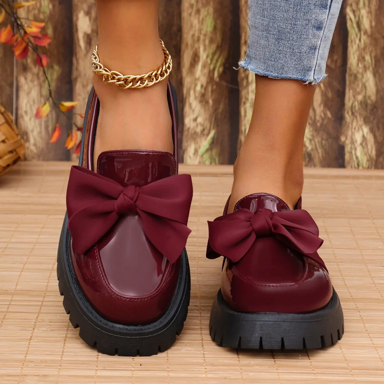 Mathilde | Mocassins en cuir verni épais