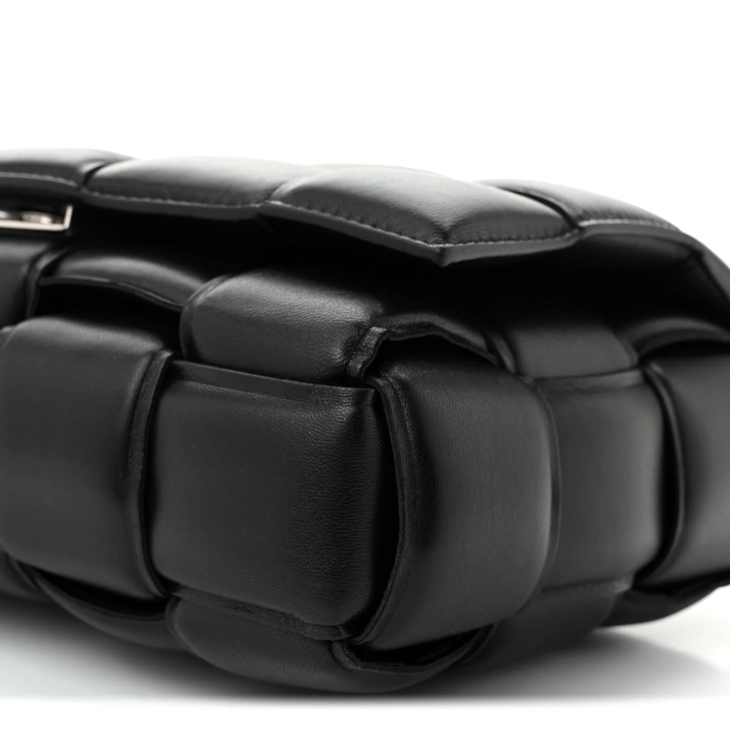 Lambskin Maxi Intreccio Padded Chain Cassette Crossbody Bag Black