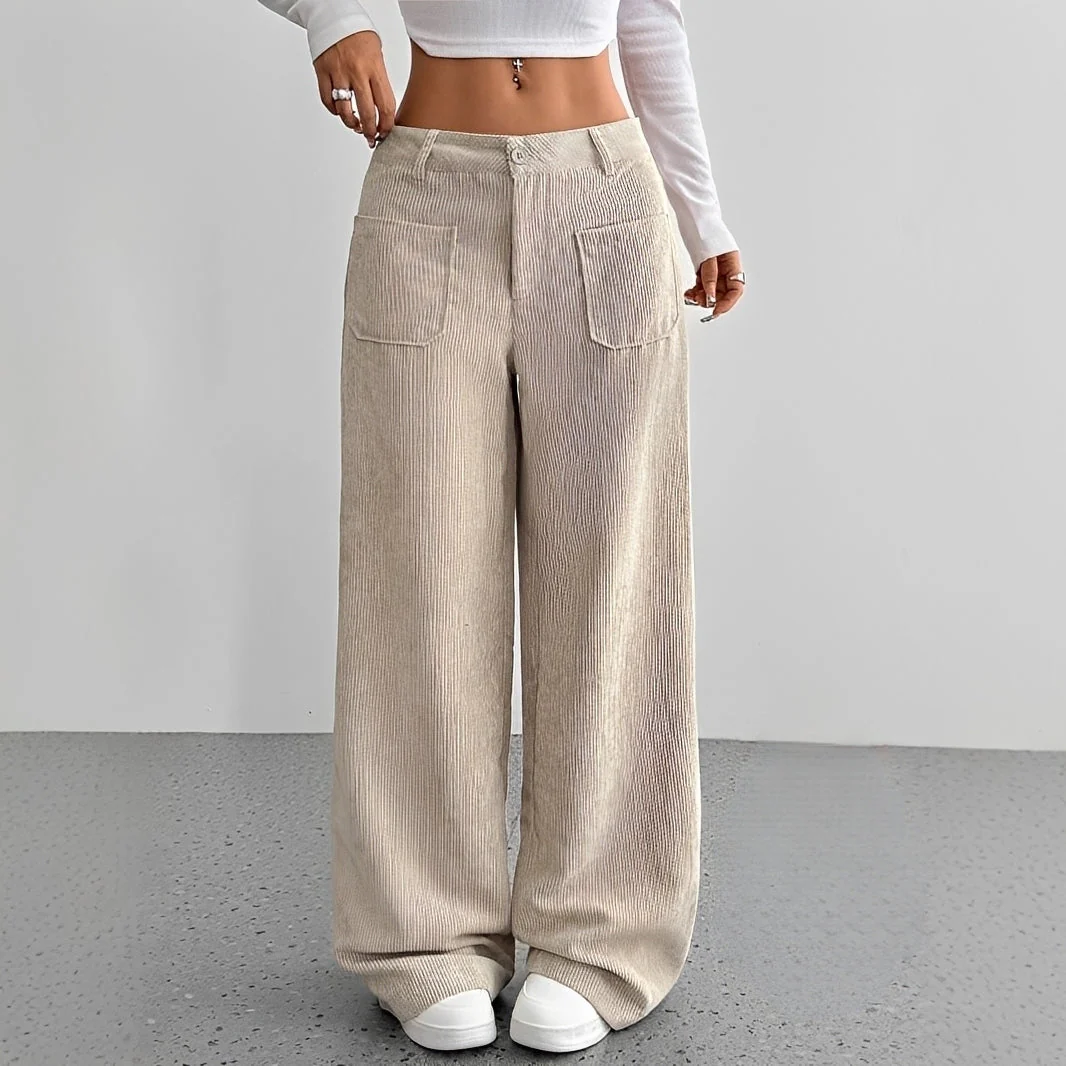 Isabelle - Pantalon en velours côtelé taille haute