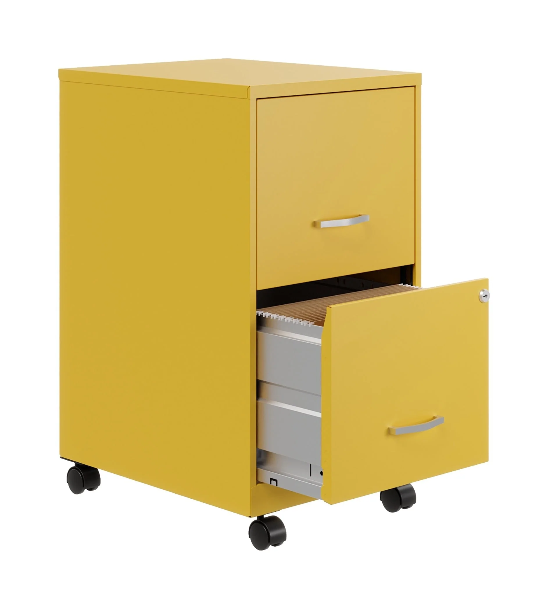 Space Solutions 18" Deep 2 Drawer Mobile Letter Width Vertical File Cabinet, Yellow(Goldfinch)