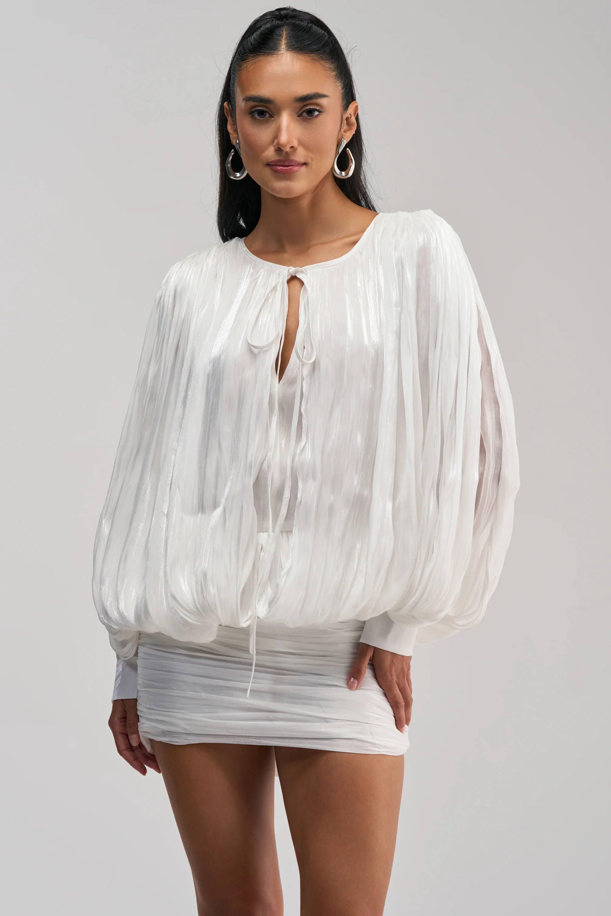 CLASSY AND CUTE CHIFFON MINI DRESS IN WHITE - Akira Store
