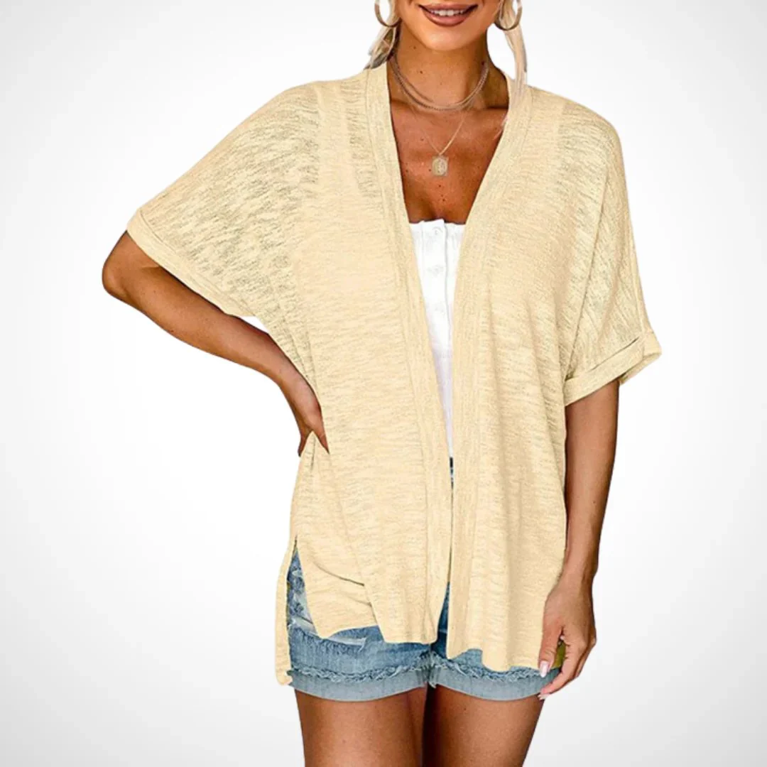 Cardigan élégant à manches courtes et ouverture avant