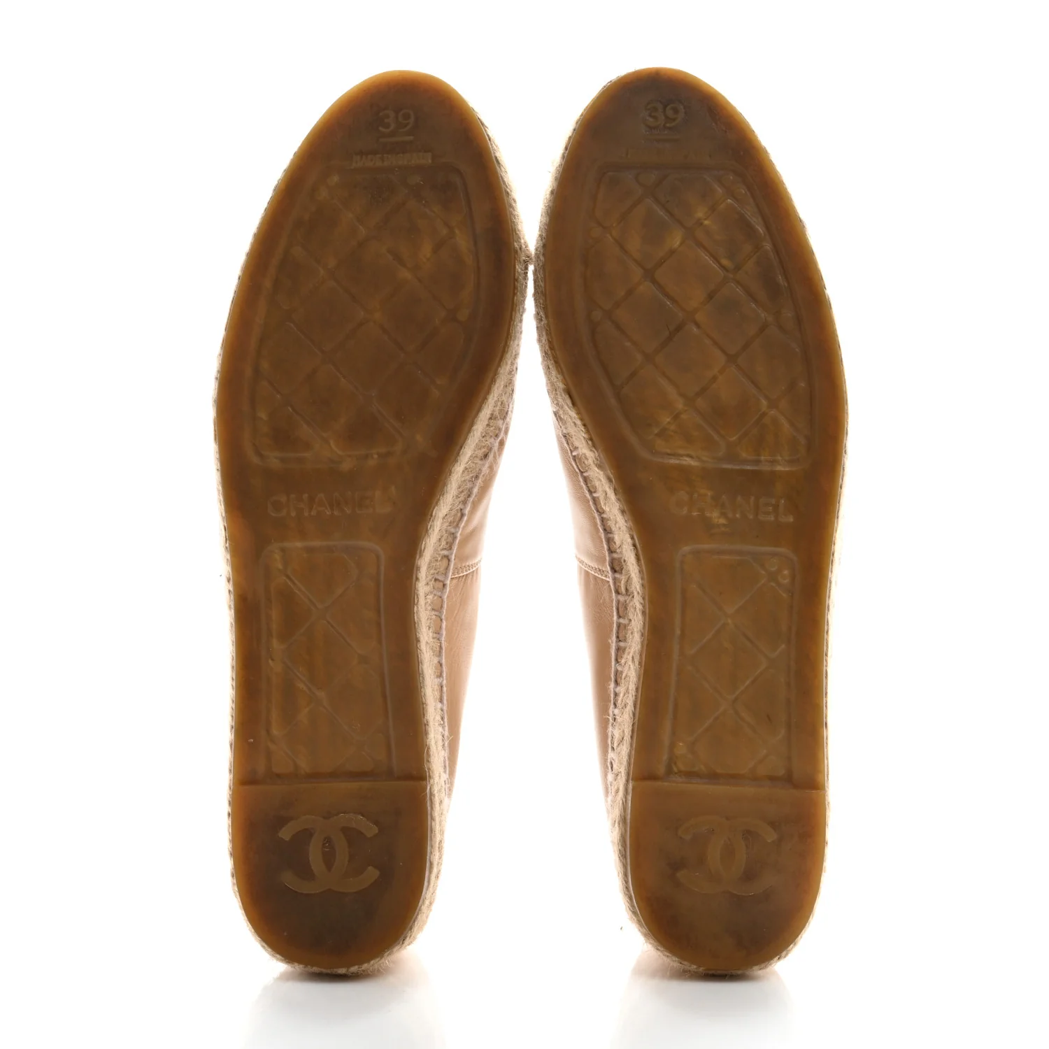Lambskin CC Espadrilles 39 Beige Black