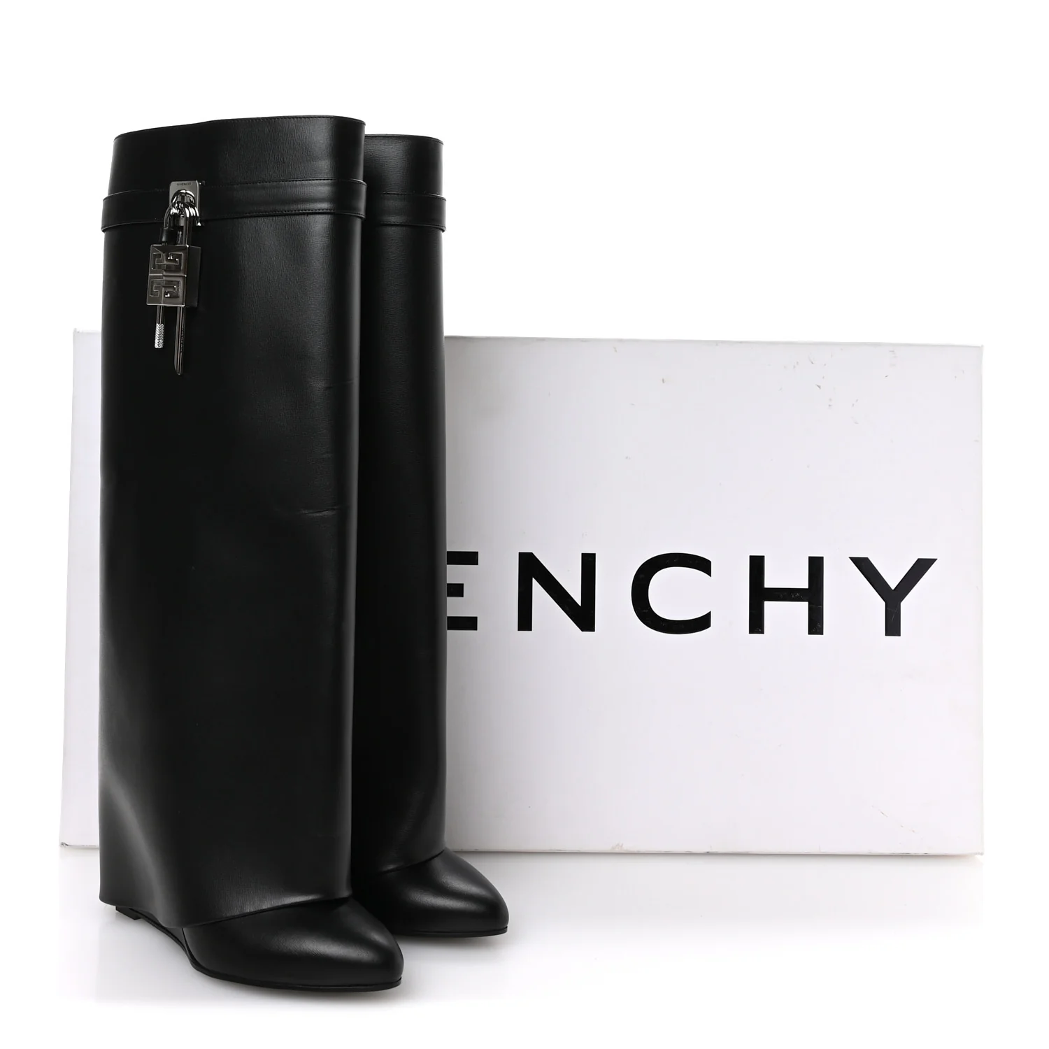Calfskin Shark Lock Wide Fit Pant Boots 37 Black