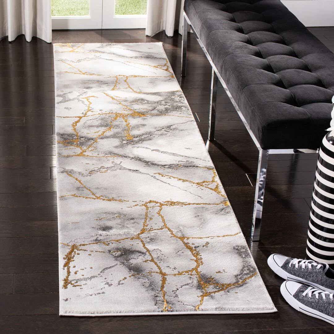 Coupland Abstract Gray/Gold Area Rug Orren Ellis Rug Size: Runner 2'3