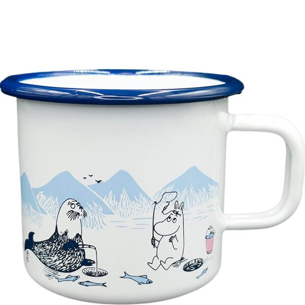Mummi emaljekopp 37 cl vinterfiske hvit