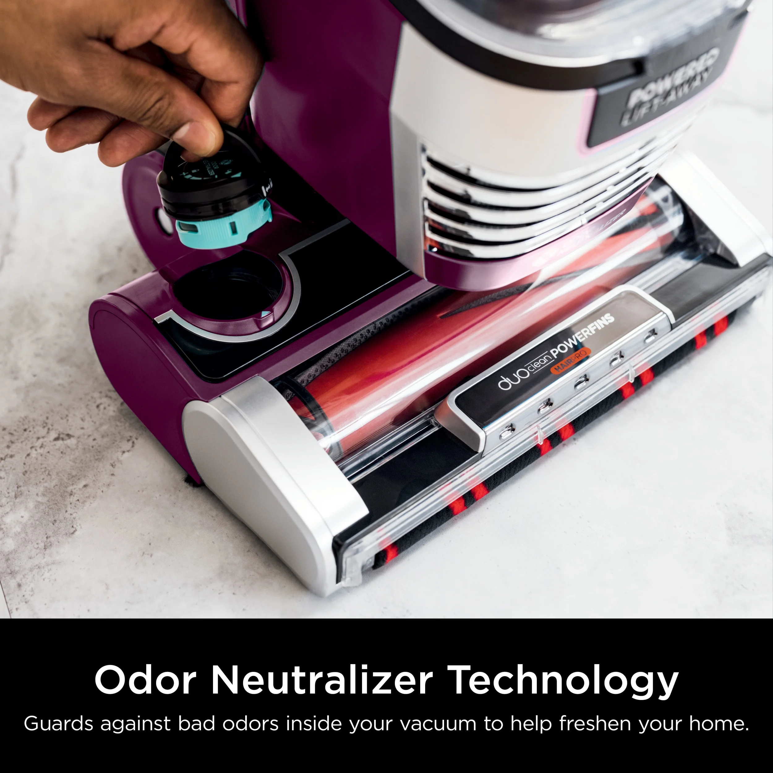 Upright Vacuum, Stratos, Pet Friendly, Bagless, Ultra Powerful Suction, Hard Floor and Carpet, DuoClean PowerFins HairPro, Self Cleaning Brushroll, Odor Neutralizer Technology, AZ3000, Burgundy Image 6