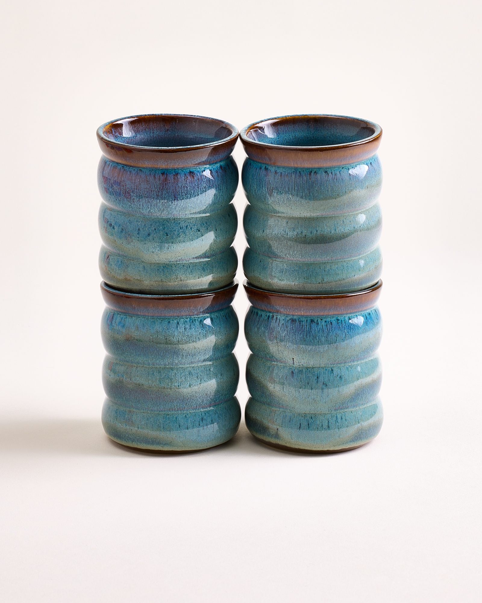 MADEIRA - LARGE CUP BUBBLE GREEN-BLUE SET OF 4