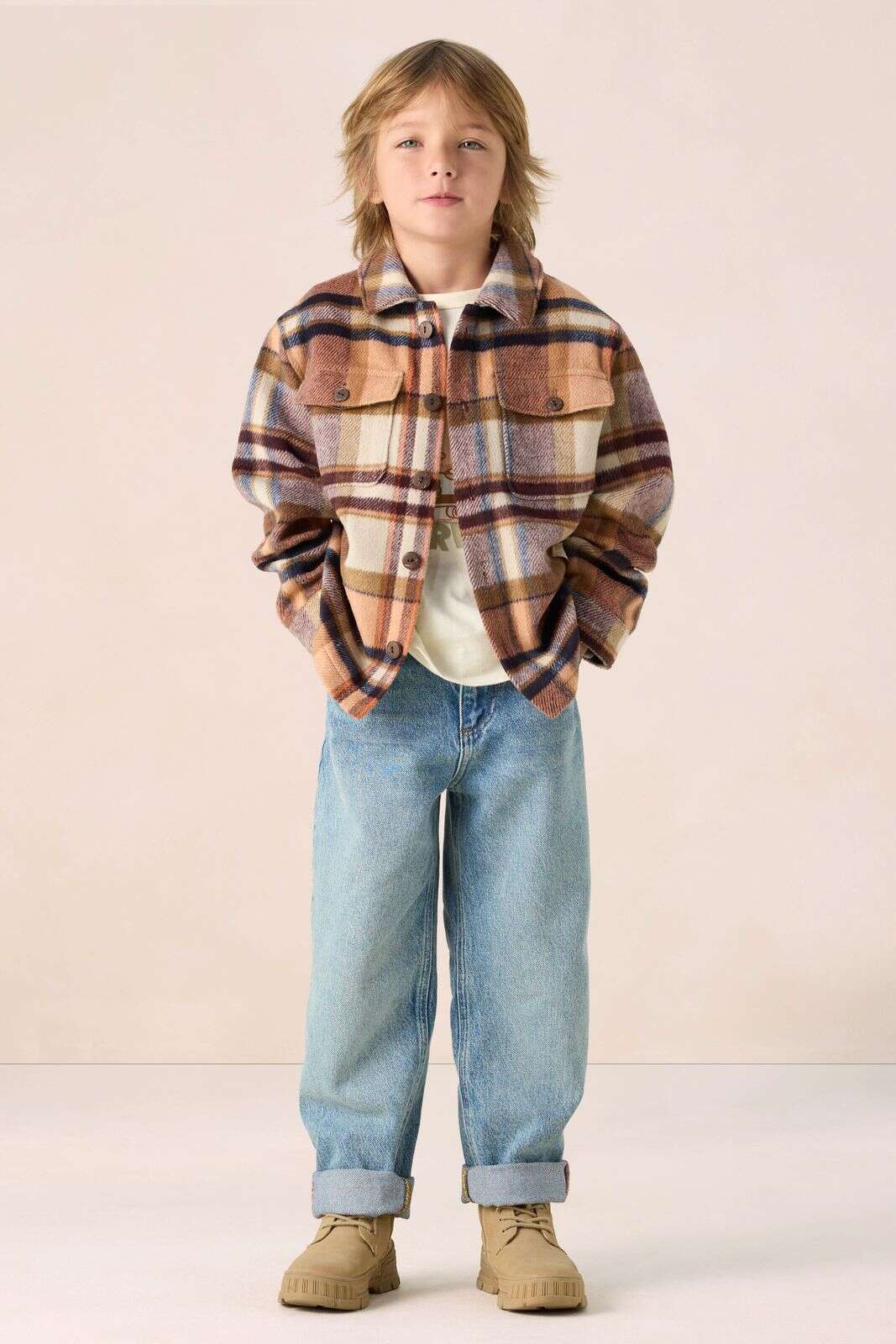 Oranje geruit overhemd