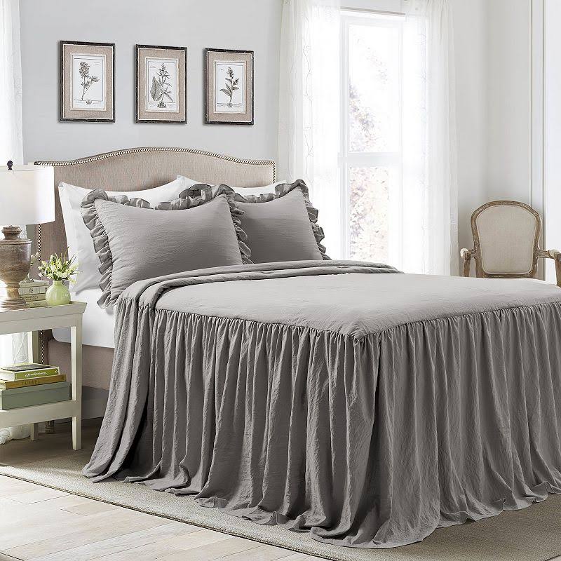 Lush Decor Ruffle Skirt Bedspread Dark Gray Set King