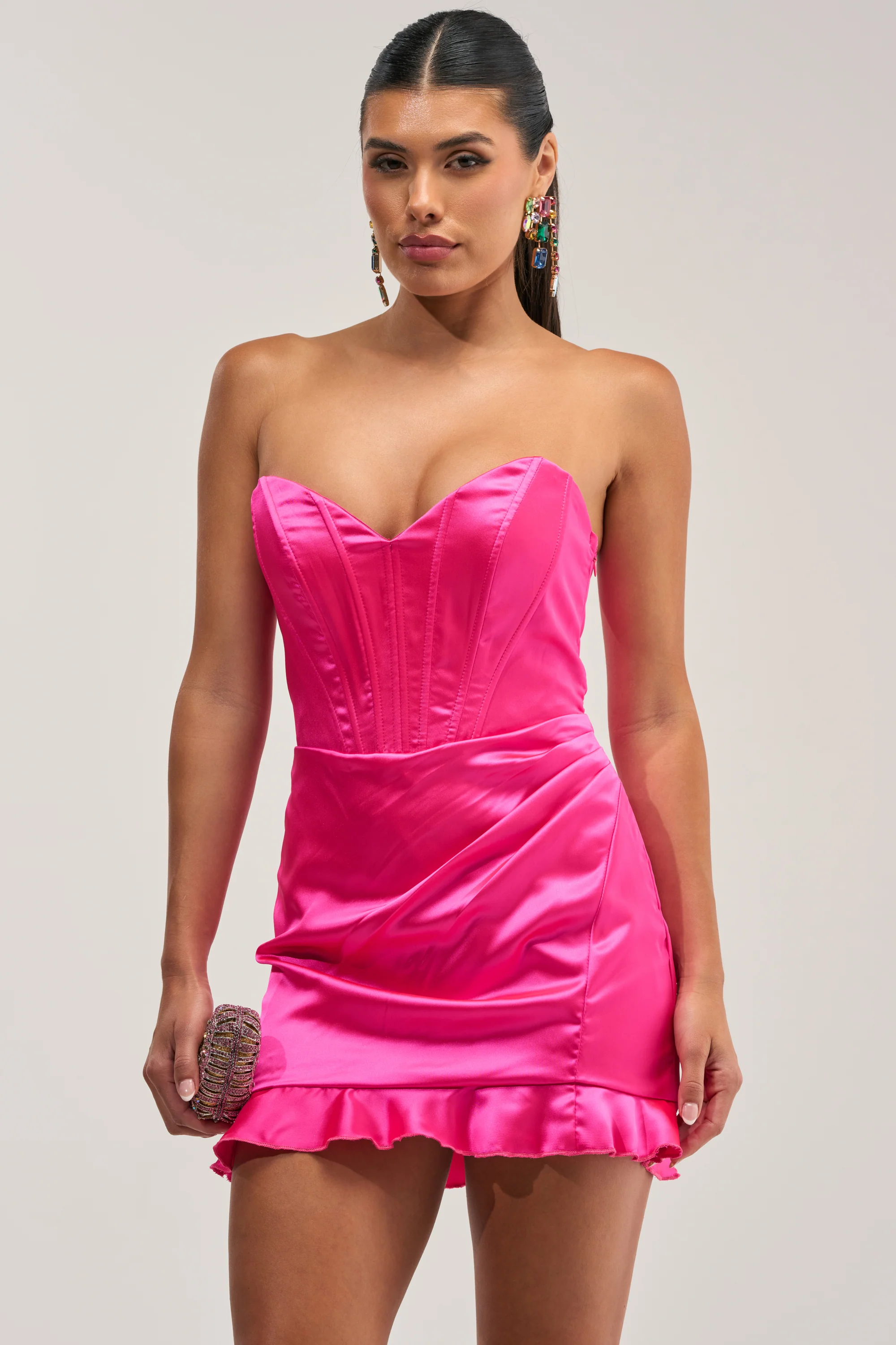 THE TRUTH ABOUT LOVE SATIN MINI DRESS IN PINK - Akira Store